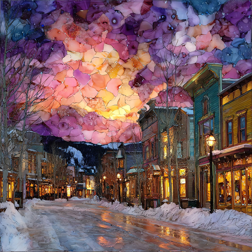 Breckenridge Main Street winter Tenmile Range Ceramic Art Tile — ceramic art tile