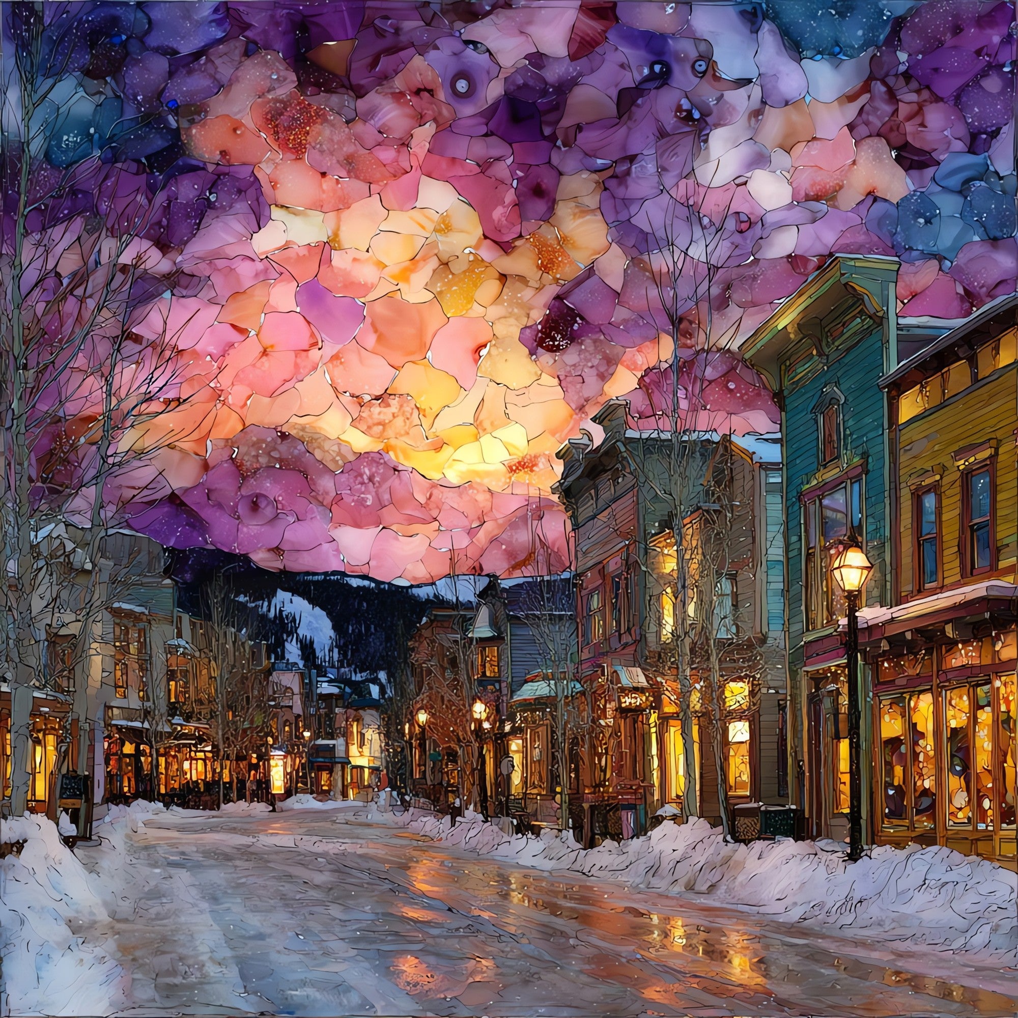 Breckenridge Main Street winter Tenmile Range Ceramic Art Tile — ceramic art tile