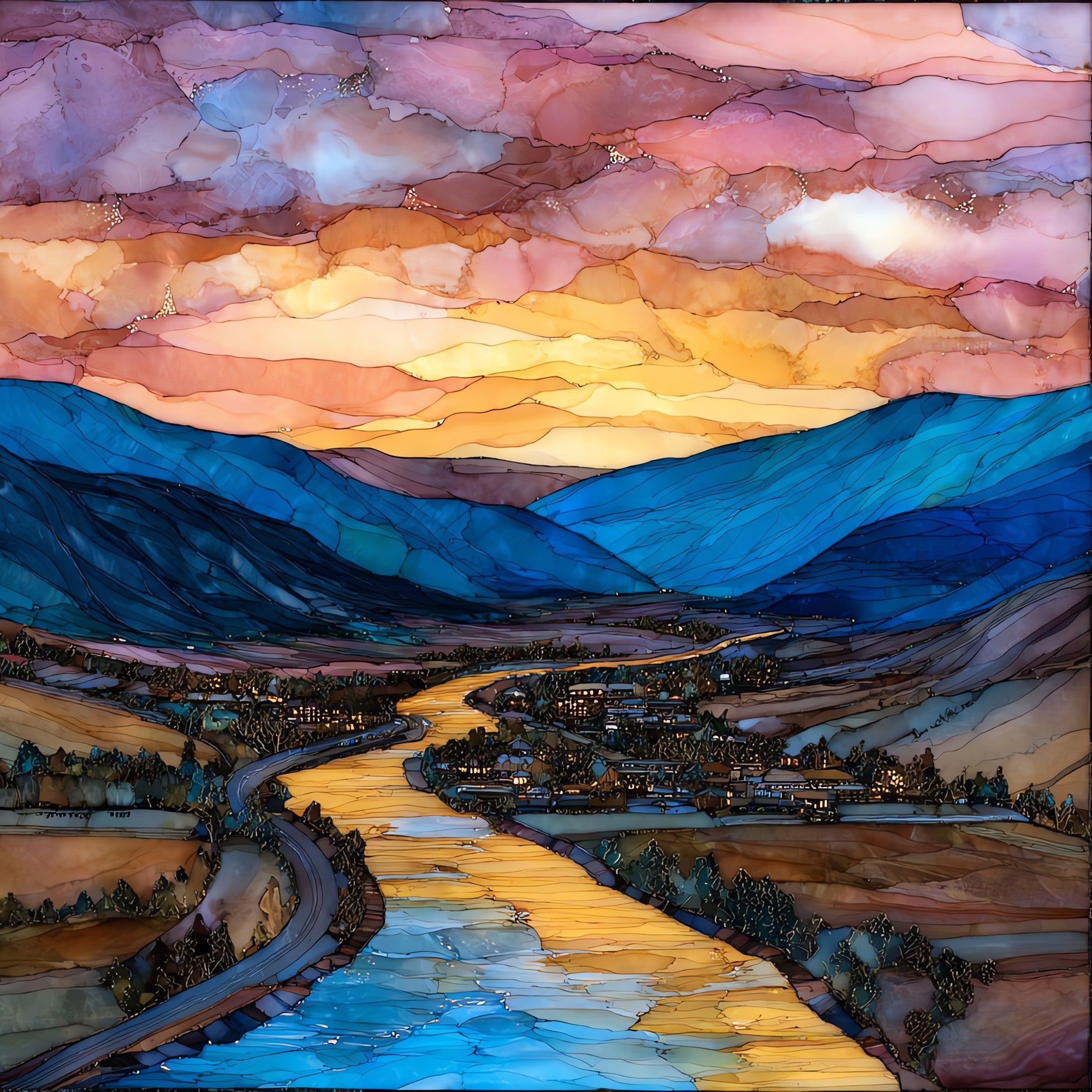Steamboat Springs at sunset Yampa Valley Ceramic Art Tile — ceramic art tile