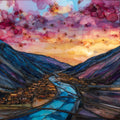 Steamboat Springs at sunset Yampa Valley — ceramic art tile