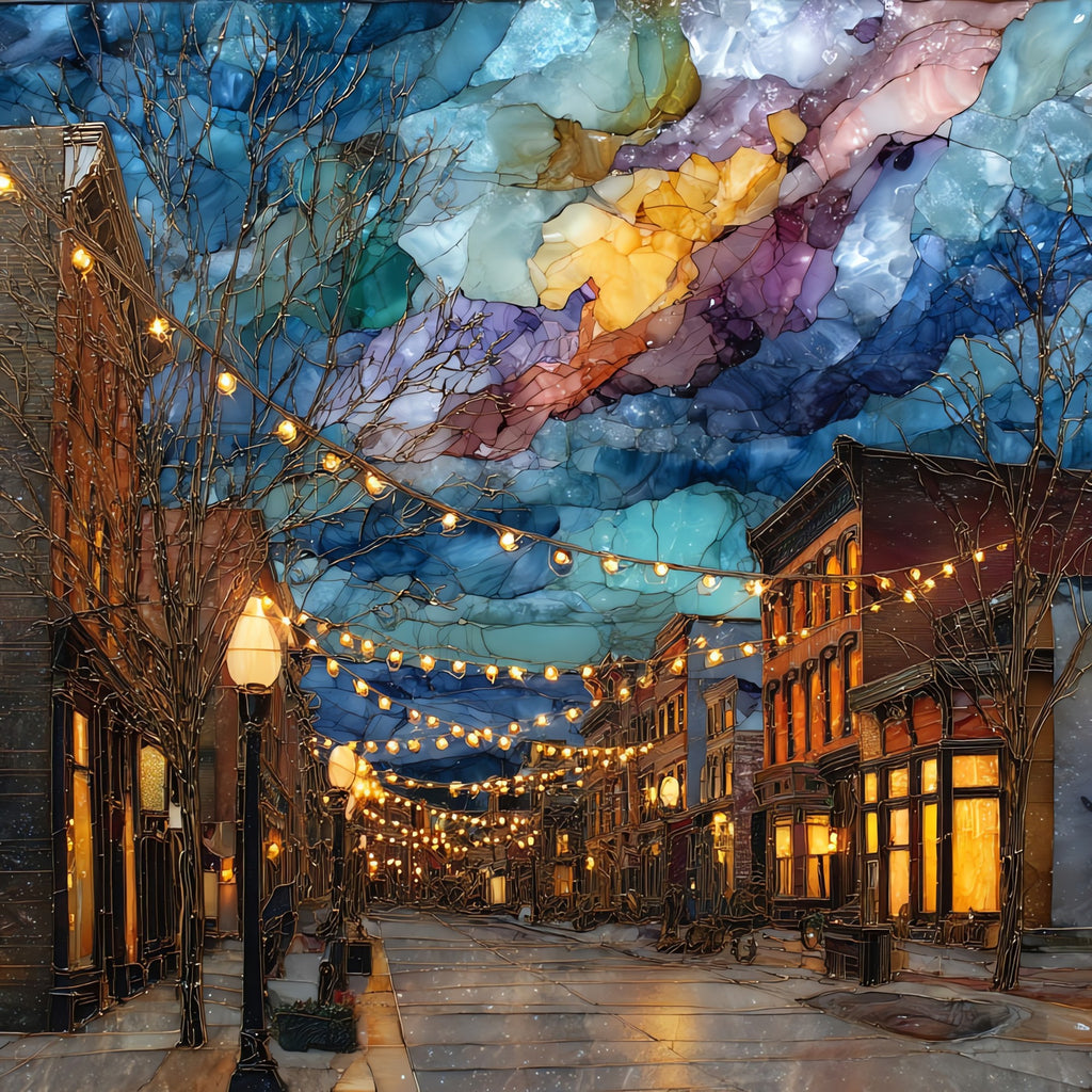 Larimer Square at twilight Denver Metro Ceramic Art Tile — ceramic art tile