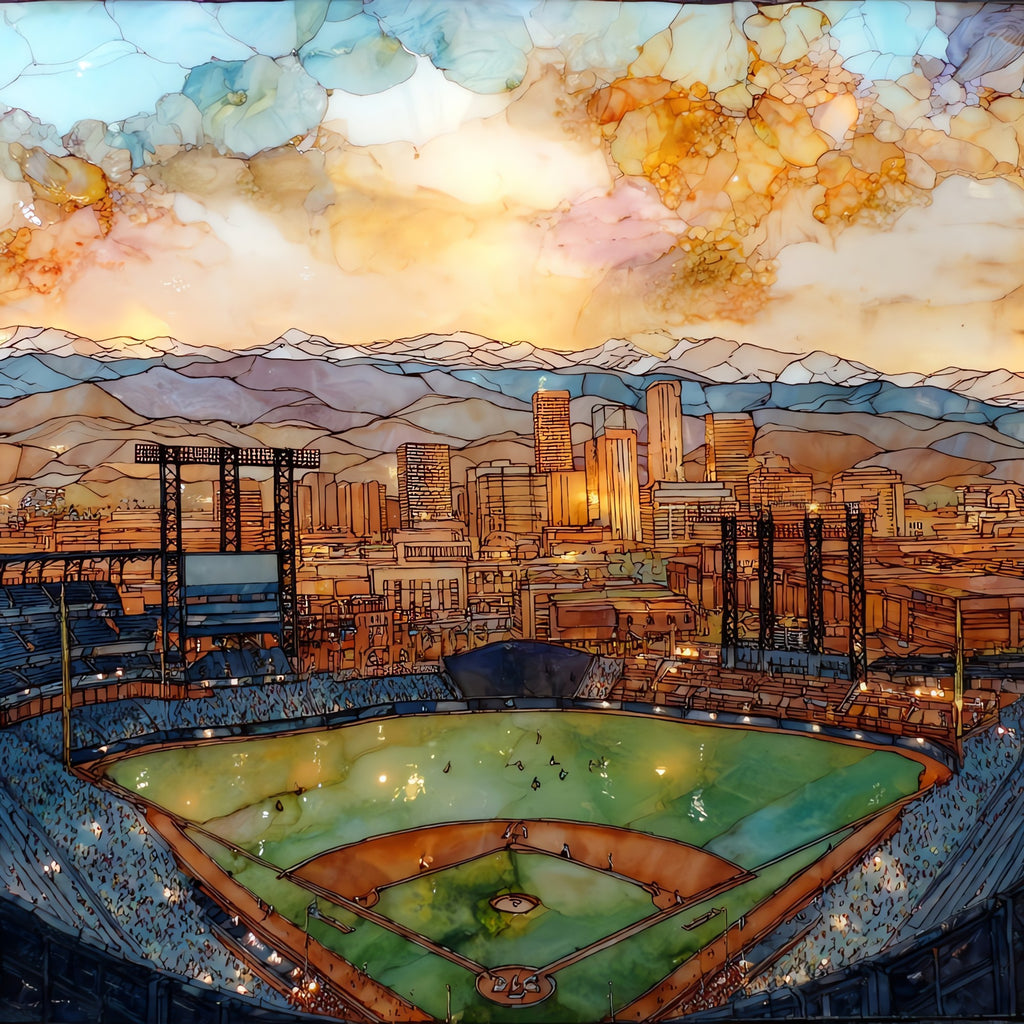 Coors Field with skyline Denver Metro Ceramic Art Tile — ceramic art tile
