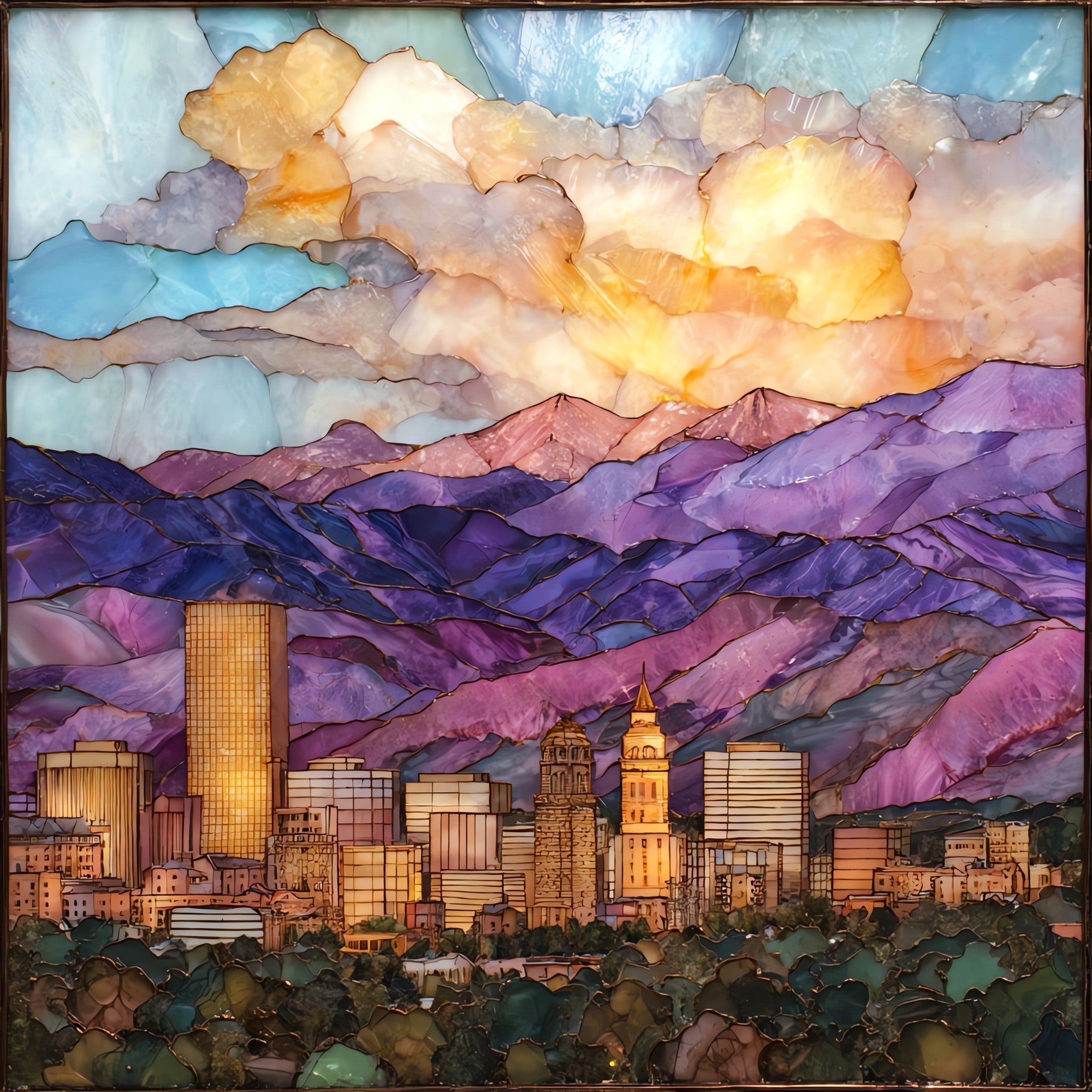 Colorado Springs and Pikes Peak Front Range Ceramic Art Tile — ceramic art tile
