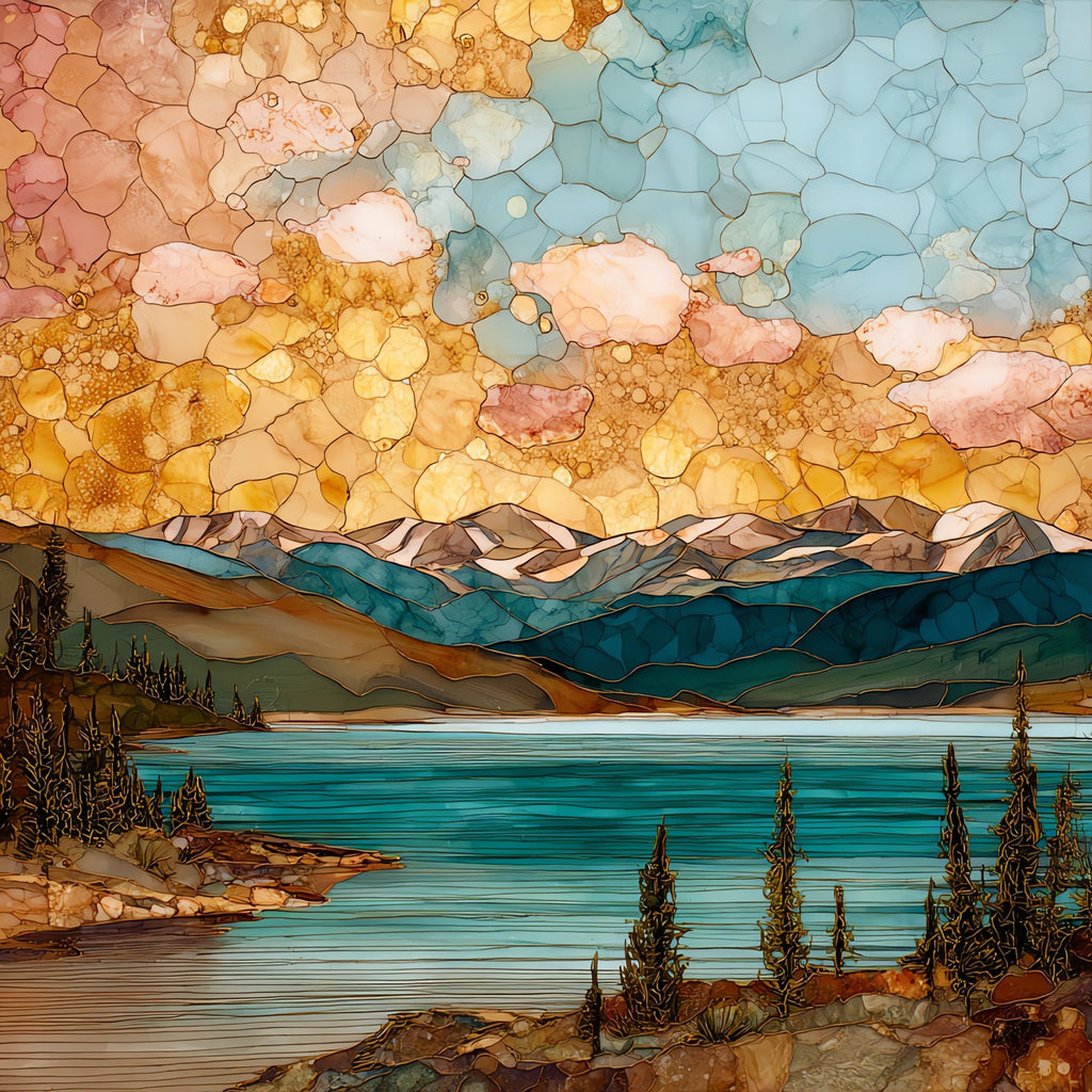 Lake Granby Indian Peaks Front Range Ceramic Art Tile — ceramic art tile