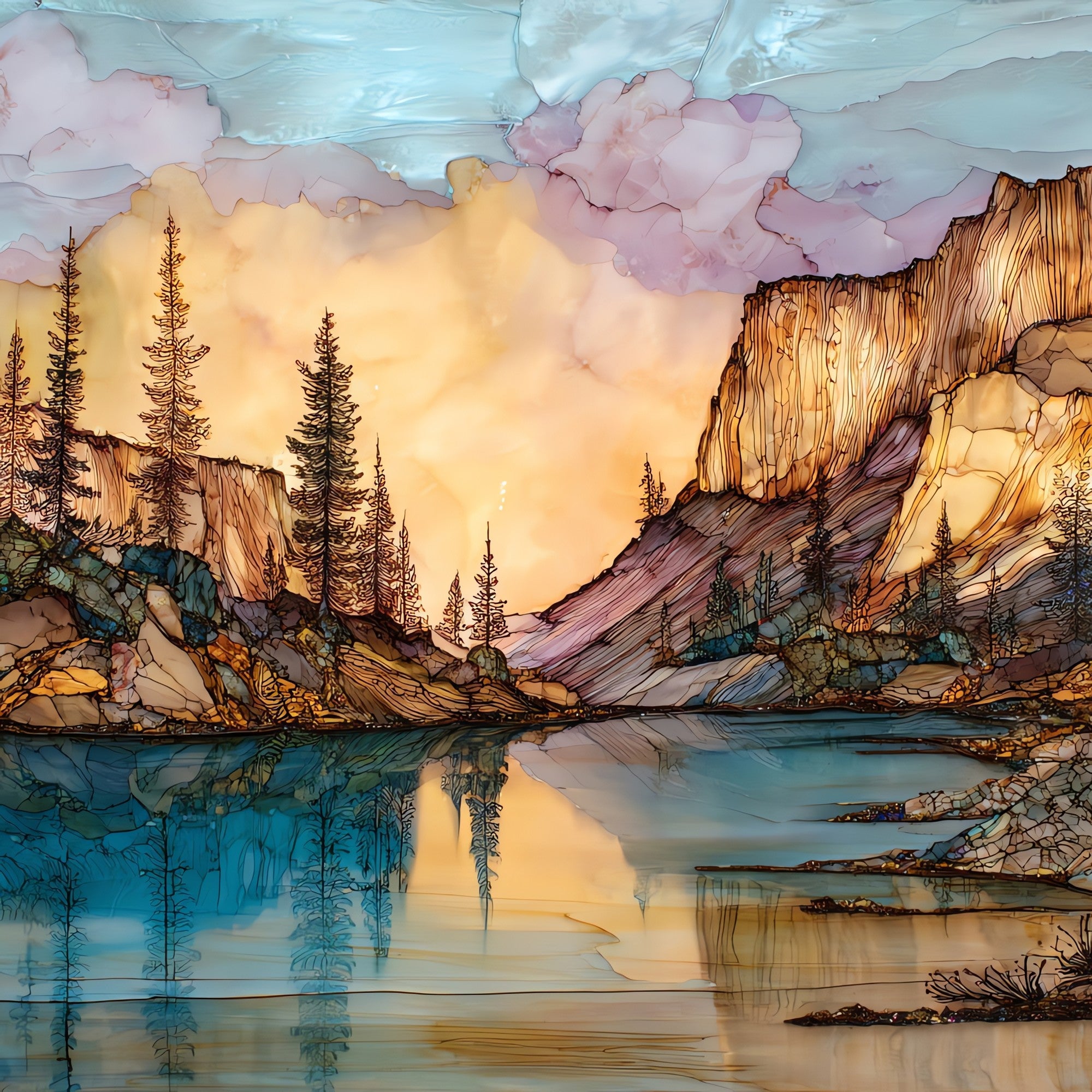 Trappers Lake Flat Tops Ceramic Art Tile — ceramic art tile