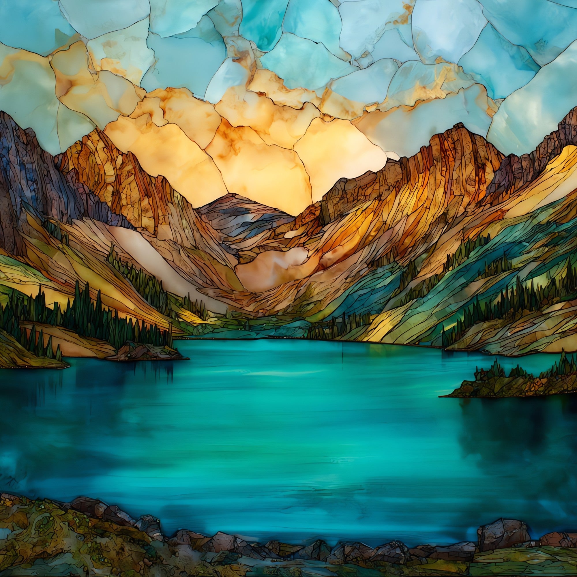 Ice Lake Basin turquoise San Juans Ceramic Art Tile — ceramic art tile
