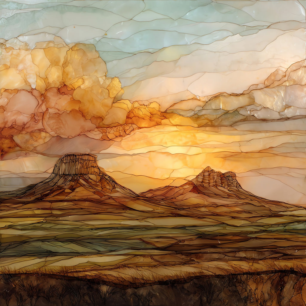 Pawnee Buttes on the plains Ceramic Art Tile — ceramic art tile