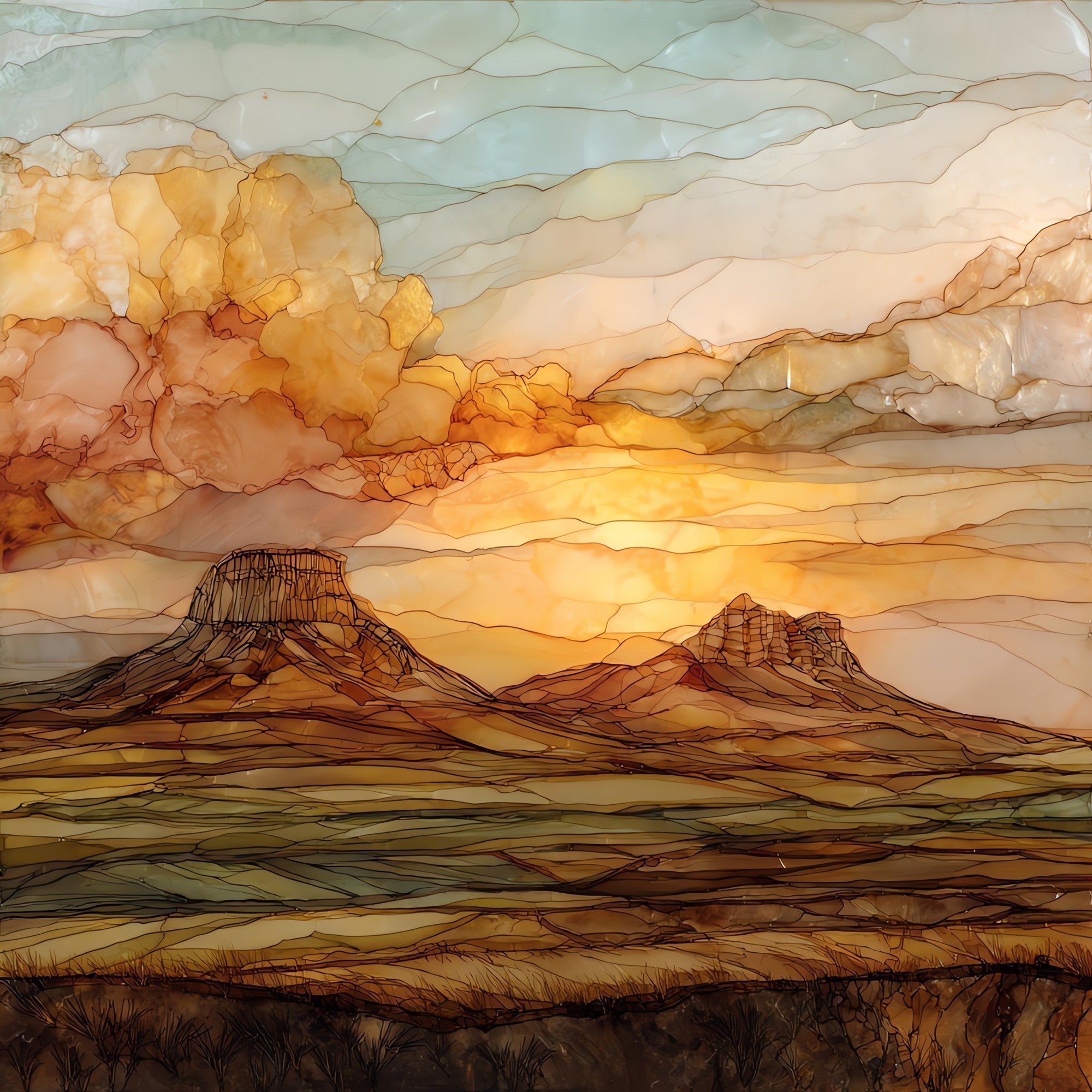 Pawnee Buttes on the plains Ceramic Art Tile — ceramic art tile