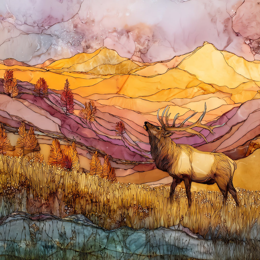 Elk bugling at Estes Front Range Ceramic Art Tile — ceramic art tile