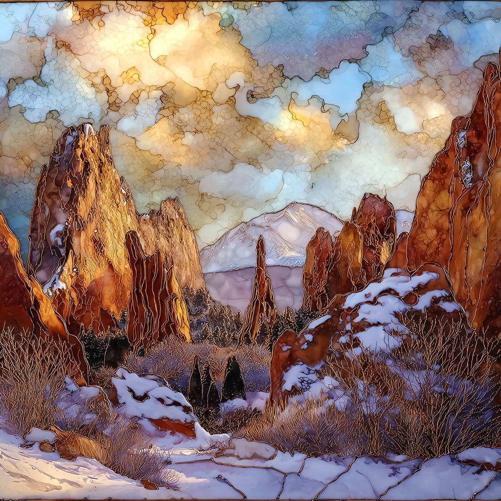 Snow on Garden of the Gods Front Range Ceramic Art Tile — ceramic art tile