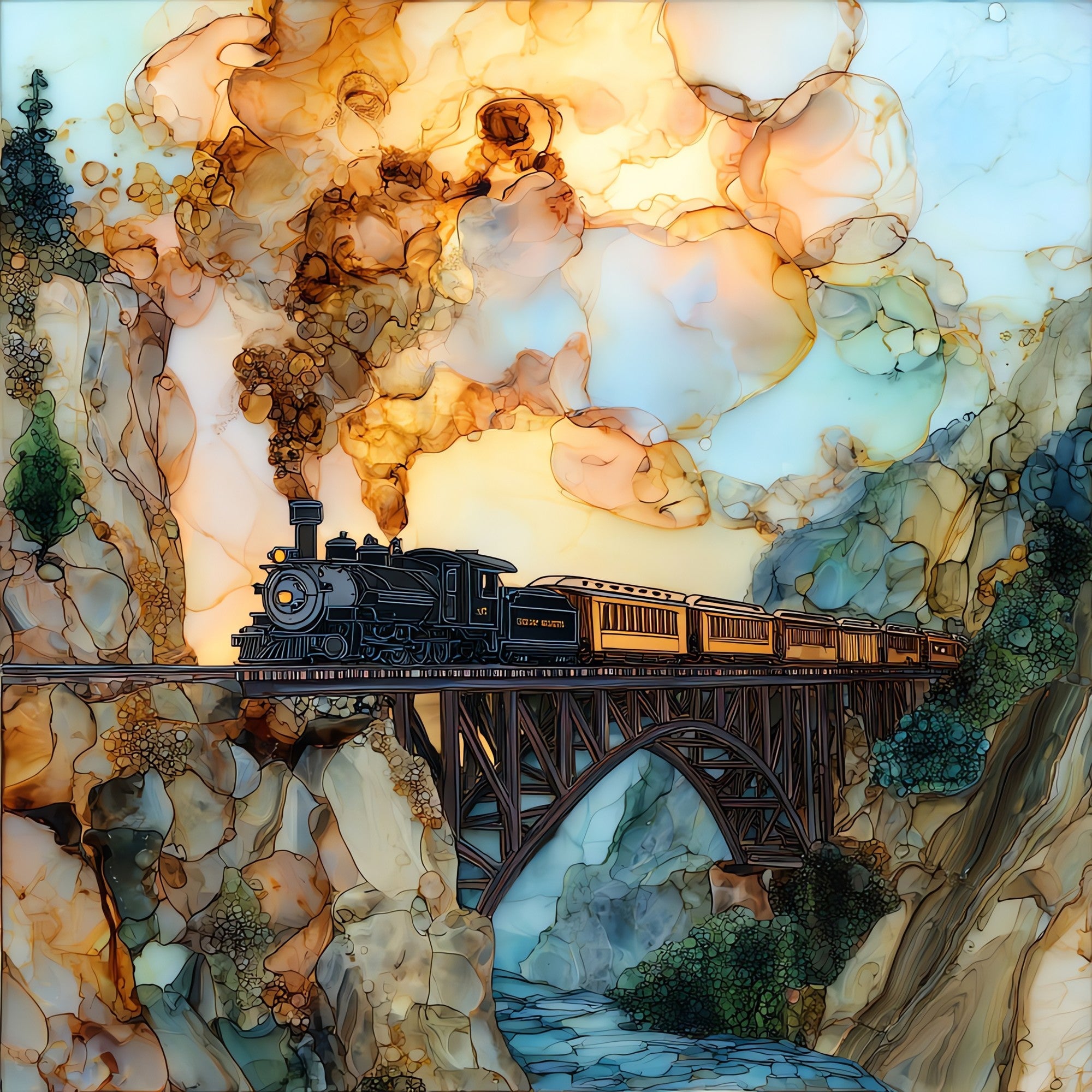 Durango-Silverton at High Bridge San Juans Ceramic Art Tile — ceramic art tile