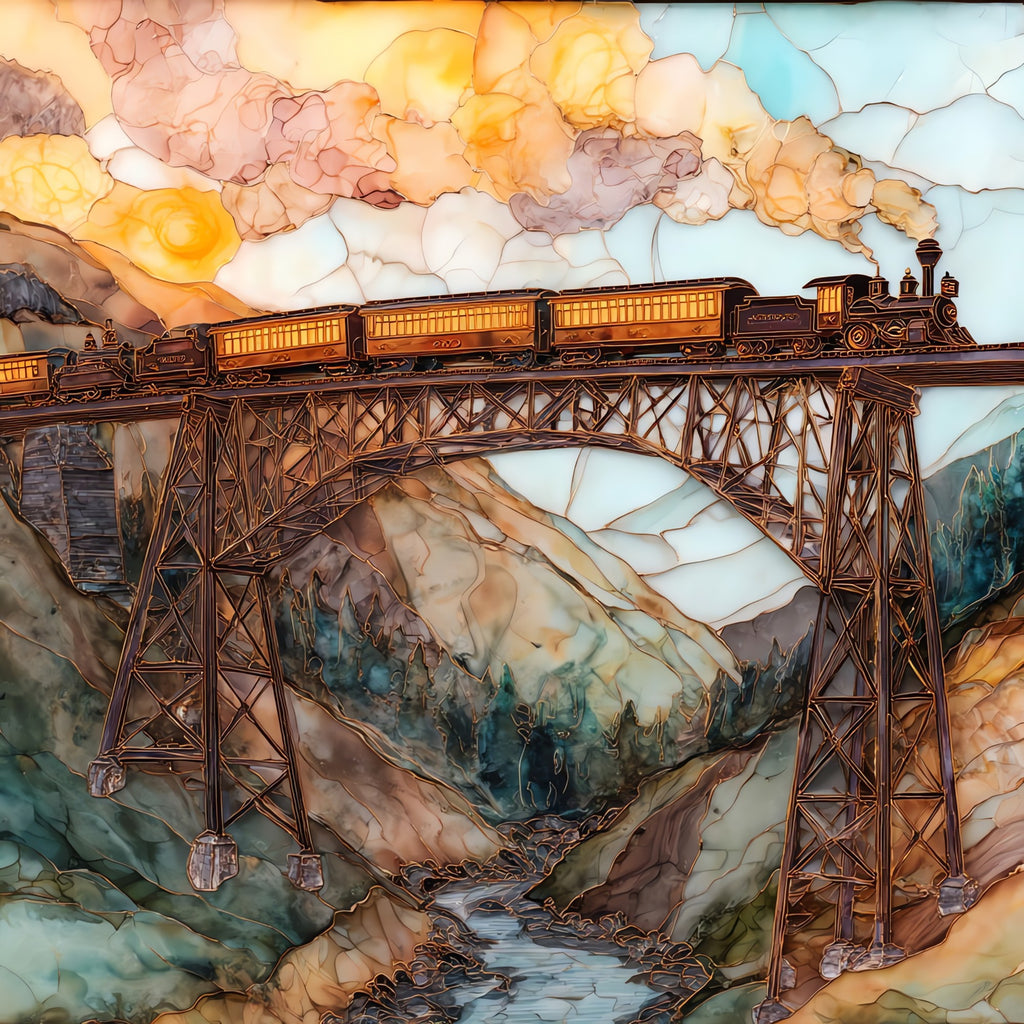 Georgetown Loop steam train Front Range Ceramic Art Tile — ceramic art tile