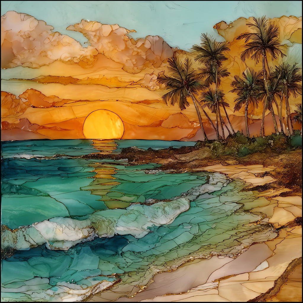 Sunset Beach Oahu Ceramic Art Tile — ceramic art tile