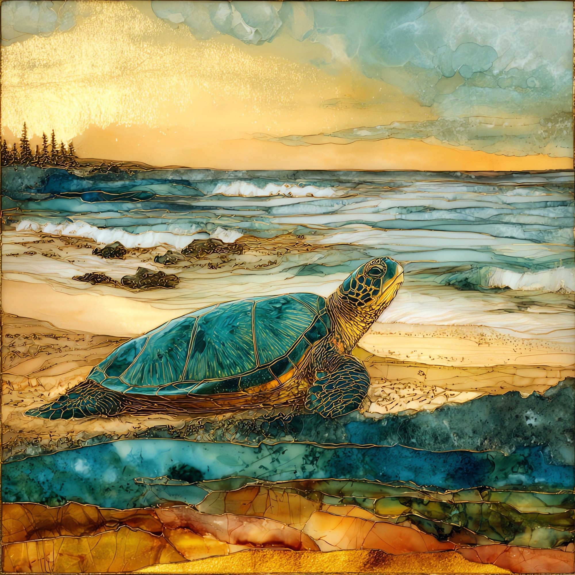 Laniakea Turtle Beach Oahu Ceramic Art Tile — ceramic art tile