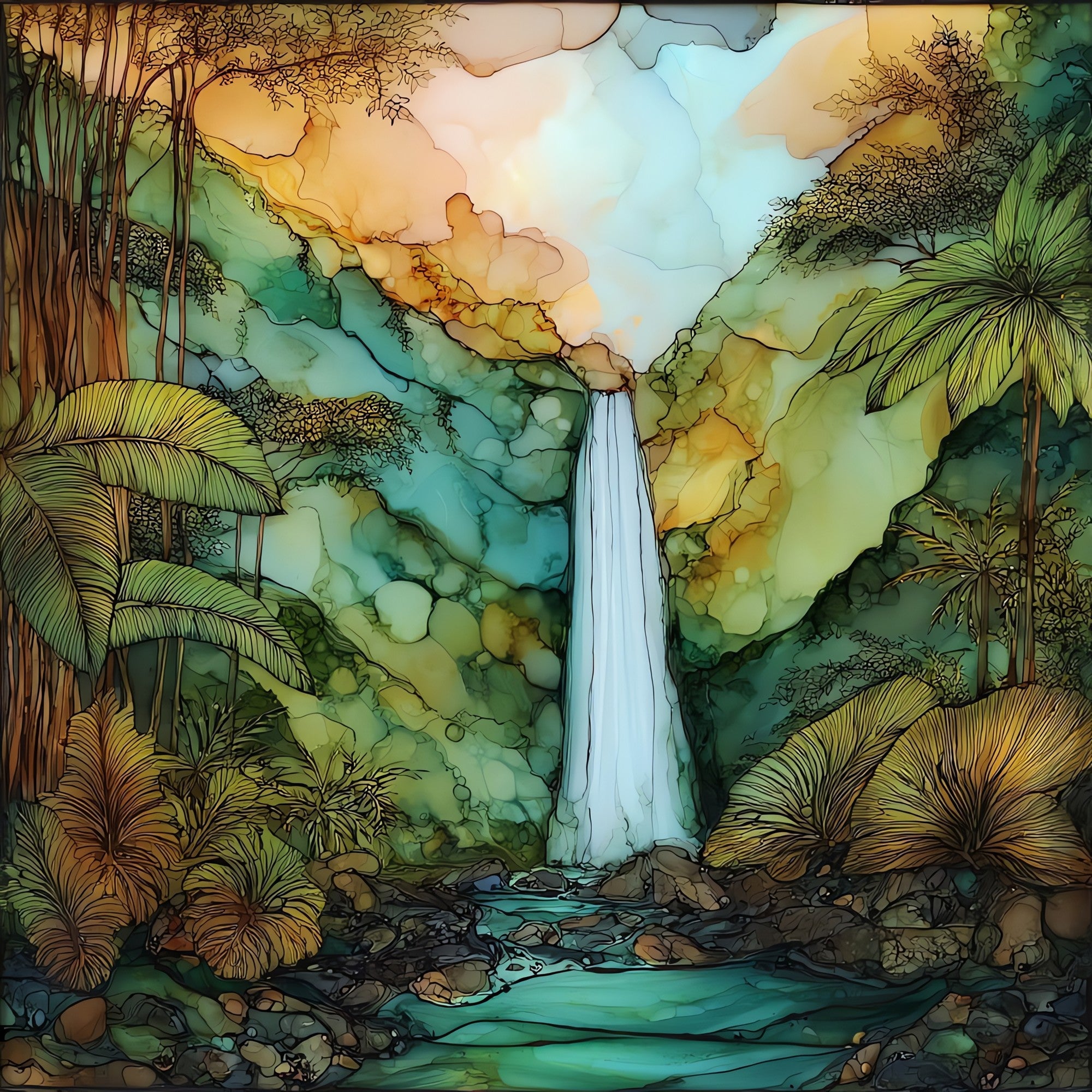 Manoa Falls Oahu Ceramic Art Tile — ceramic art tile