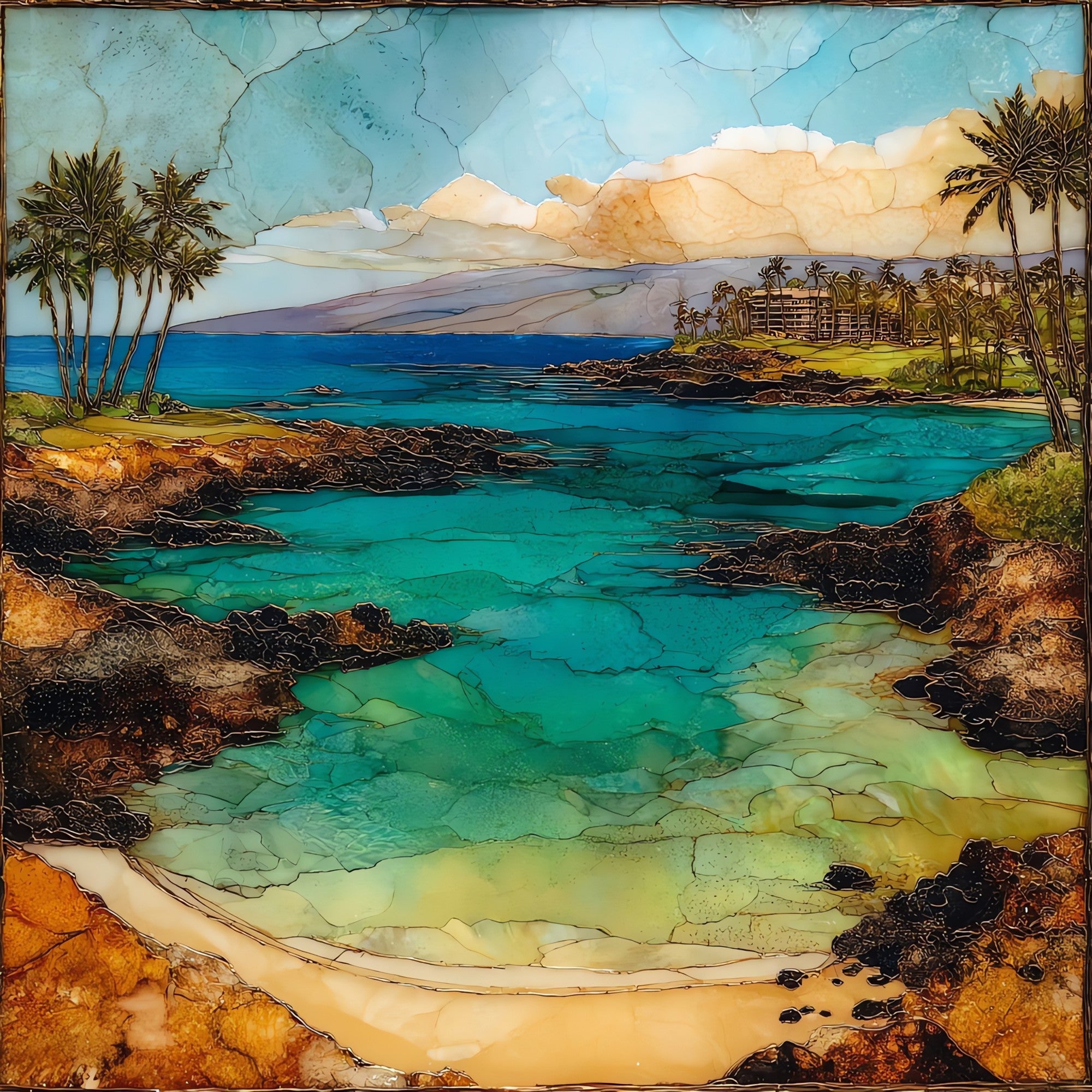 Kapalua Bay Maui Ceramic Art Tile — ceramic art tile