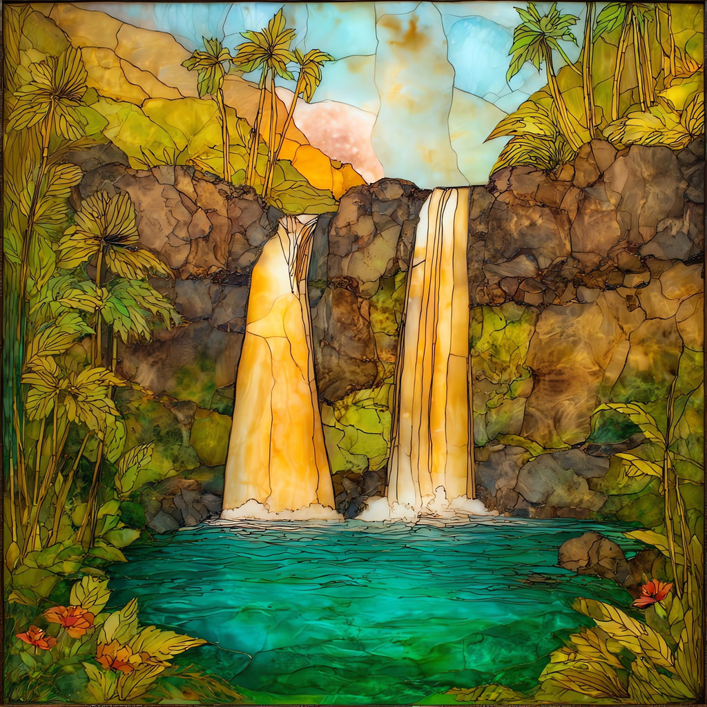 Twin Falls Hana Maui Ceramic Art Tile — ceramic art tile