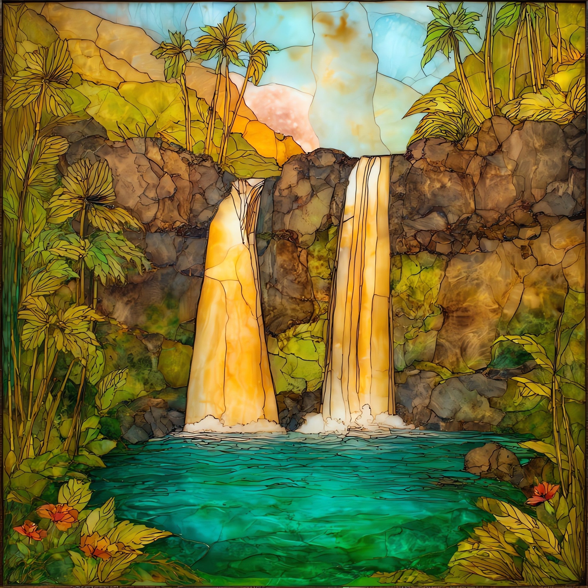 Twin Falls Hana Maui Ceramic Art Tile — ceramic art tile