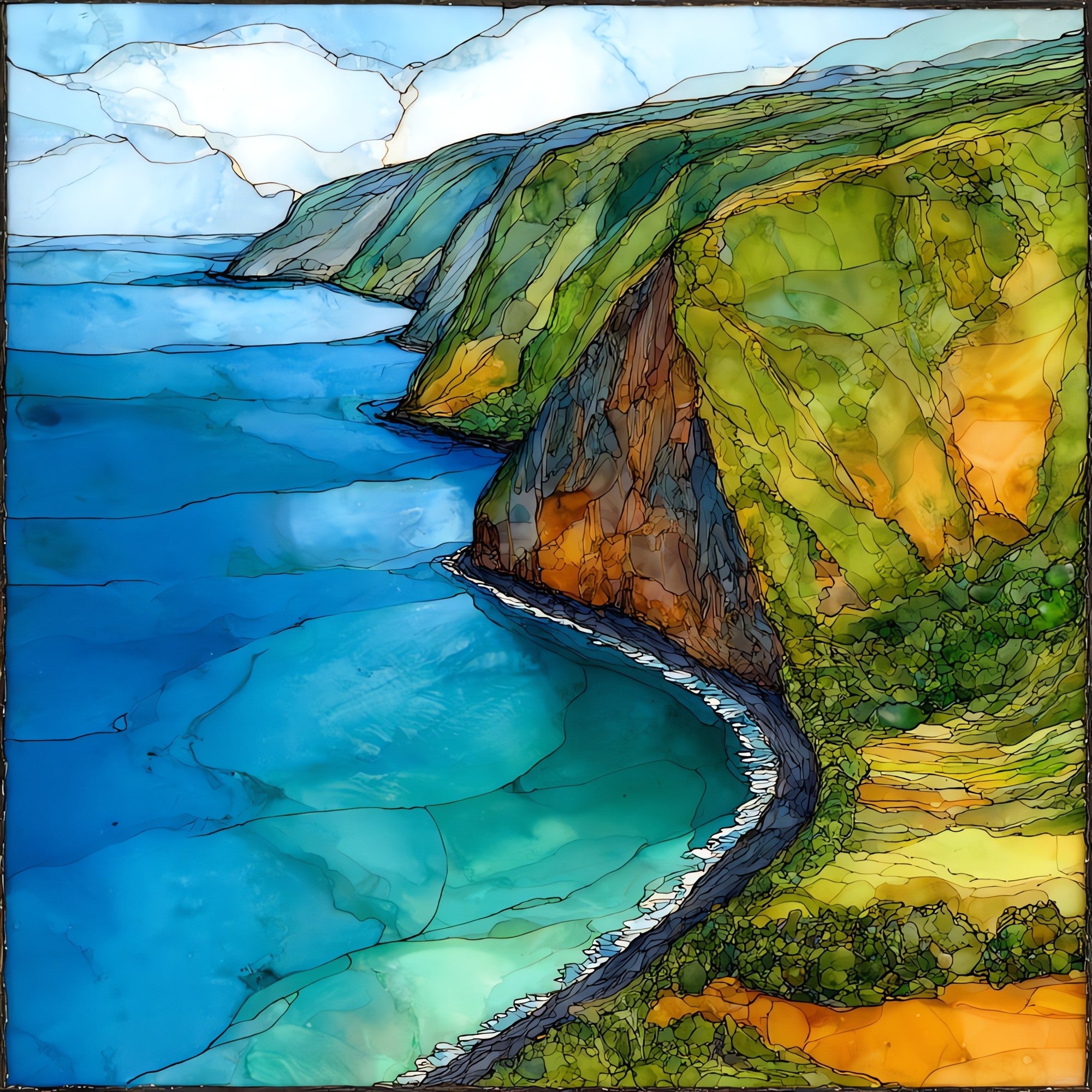 Honomanu Bay Maui Ceramic Art Tile — ceramic art tile