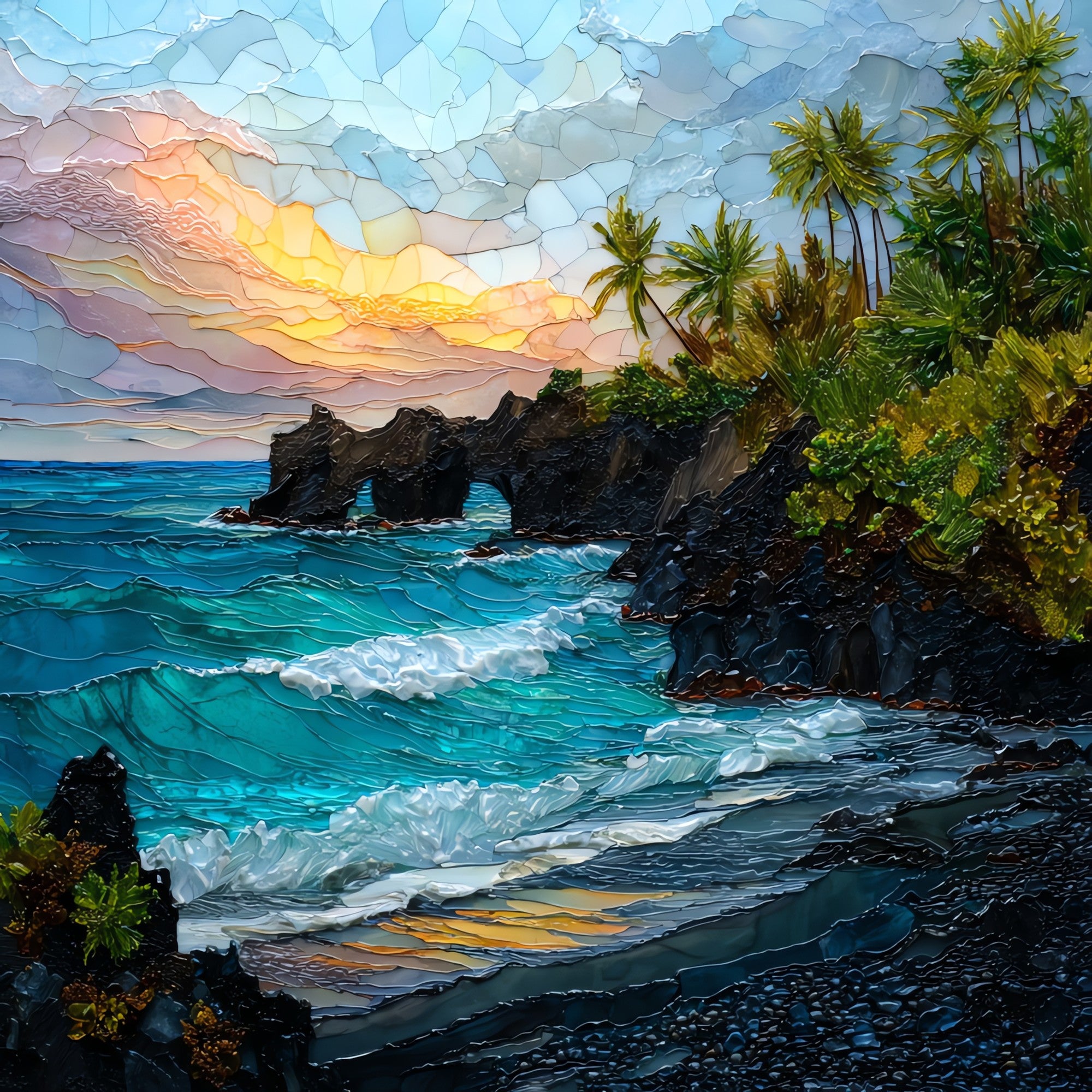 Waianapanapa Black Sand Maui Ceramic Art Tile — ceramic art tile