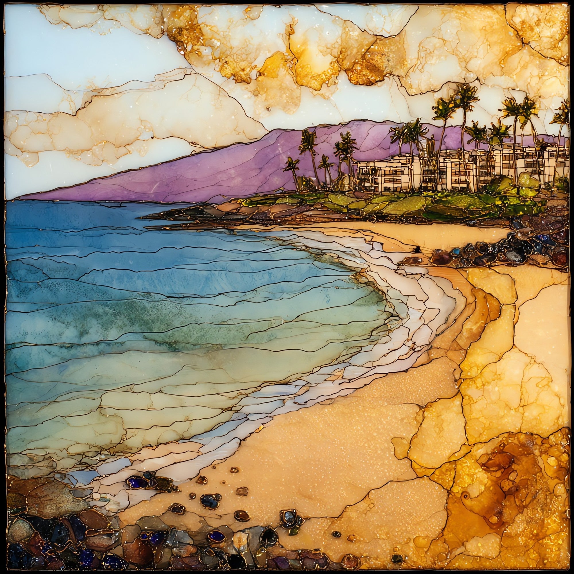 Wailea Beach Maui Ceramic Art Tile — ceramic art tile