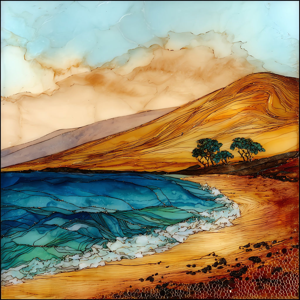 Big Beach Makena Maui Ceramic Art Tile — ceramic art tile