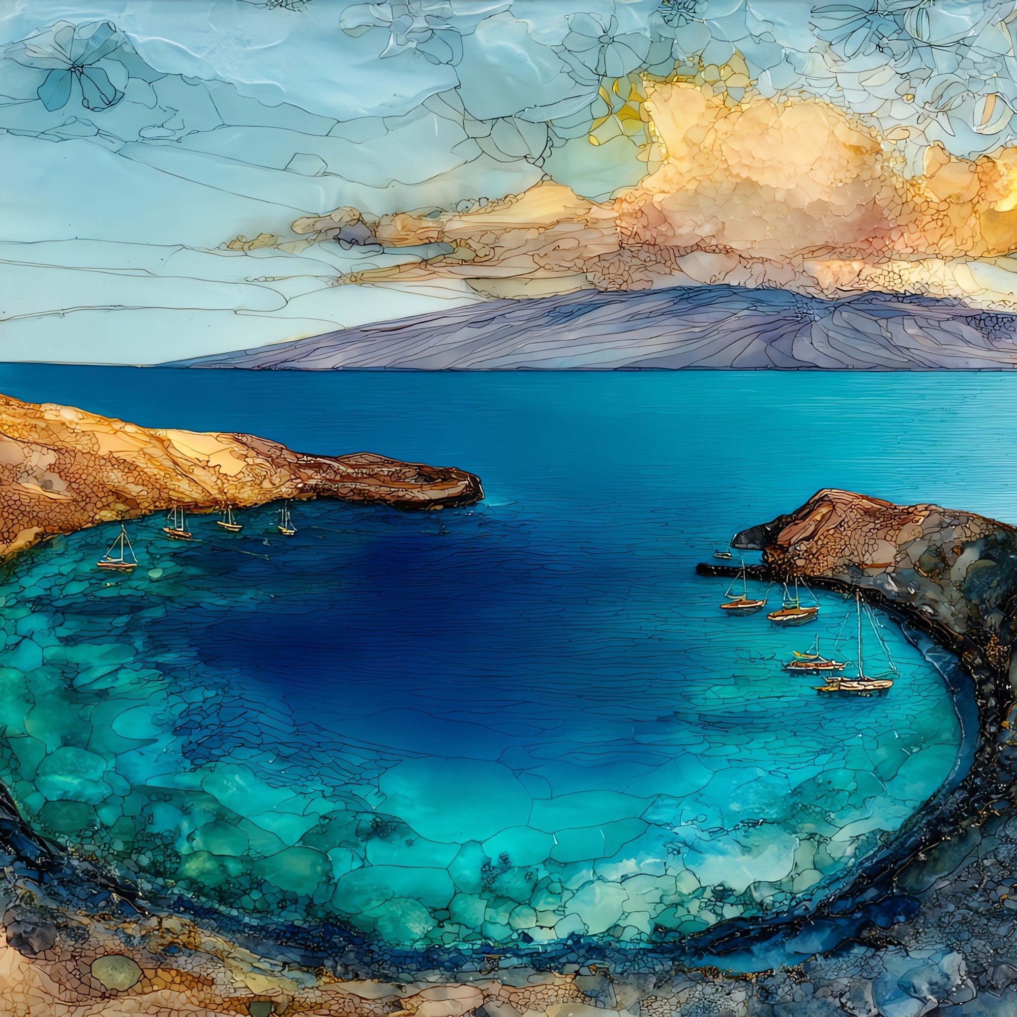 Molokini Crater Maui Ceramic Art Tile — ceramic art tile