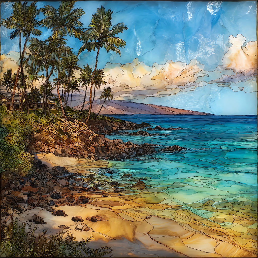 Wailea Coast Morning Maui Ceramic Art Tile — ceramic art tile