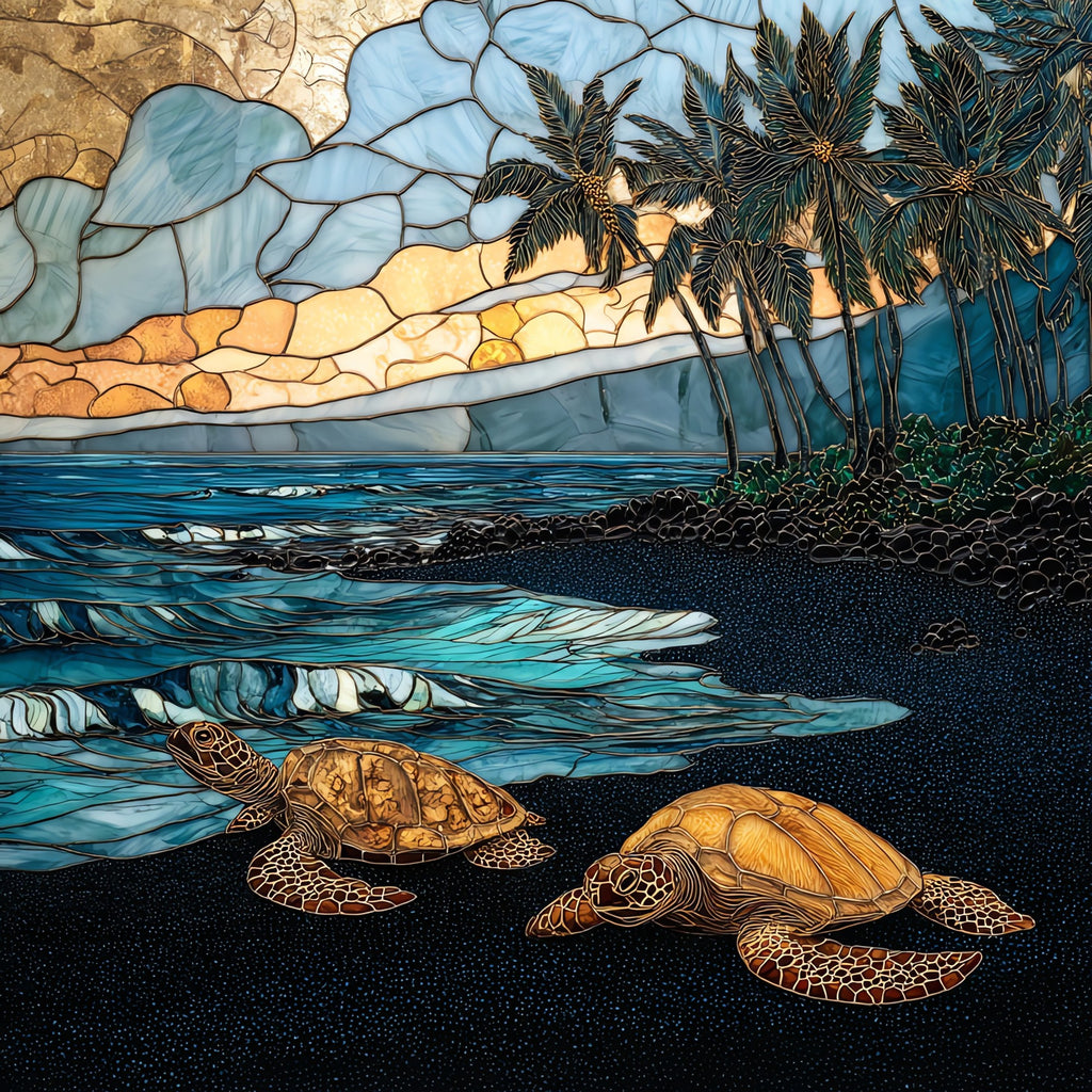 Punaluu Black Sand Big Island Ceramic Art Tile — ceramic art tile