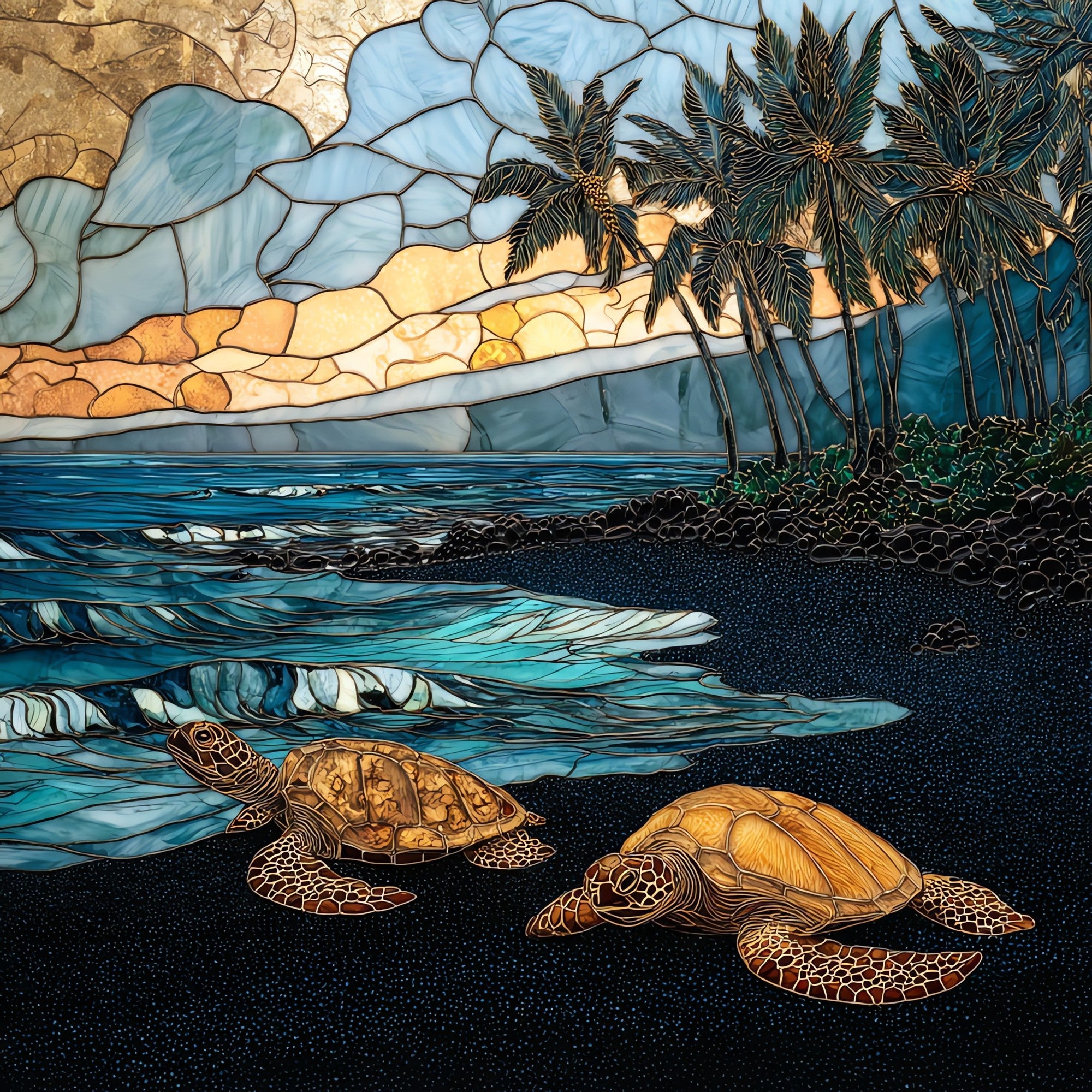 Punaluu Black Sand Big Island Ceramic Art Tile — ceramic art tile