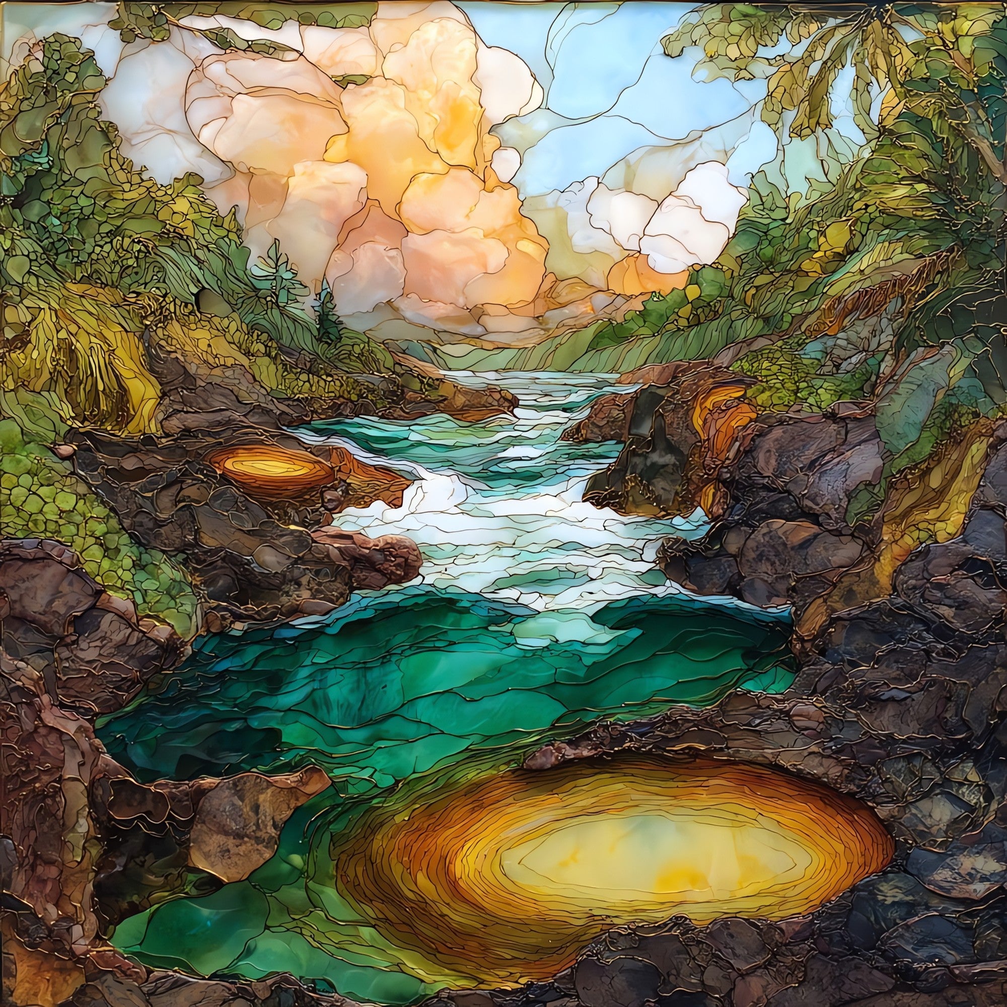 Boiling Pots Big Island Ceramic Art Tile — ceramic art tile