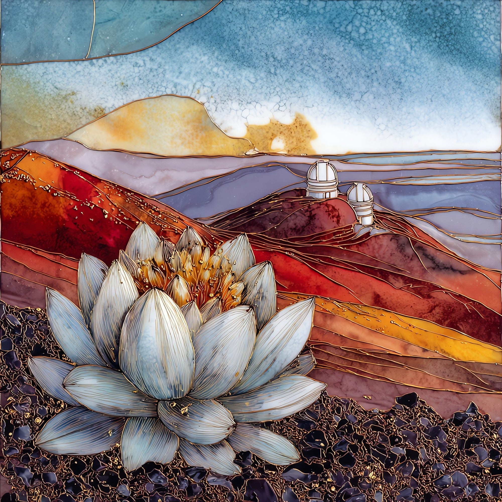 Mauna Kea Silversword Big Island Ceramic Art Tile — ceramic art tile