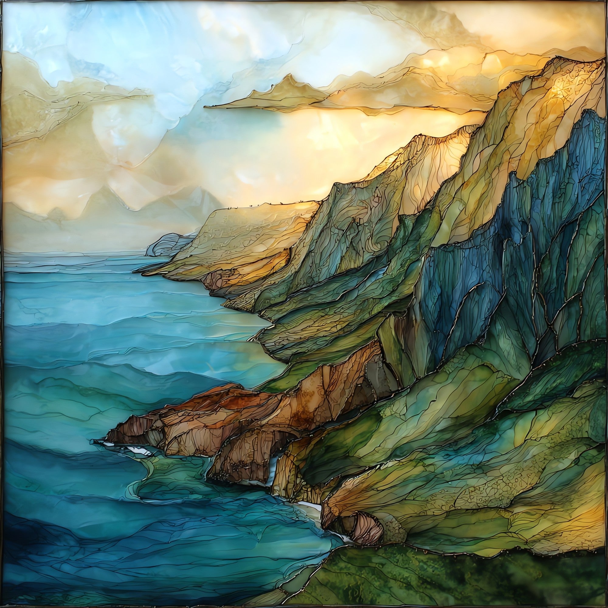 Na Pali Aerial Kauai Ceramic Art Tile — ceramic art tile