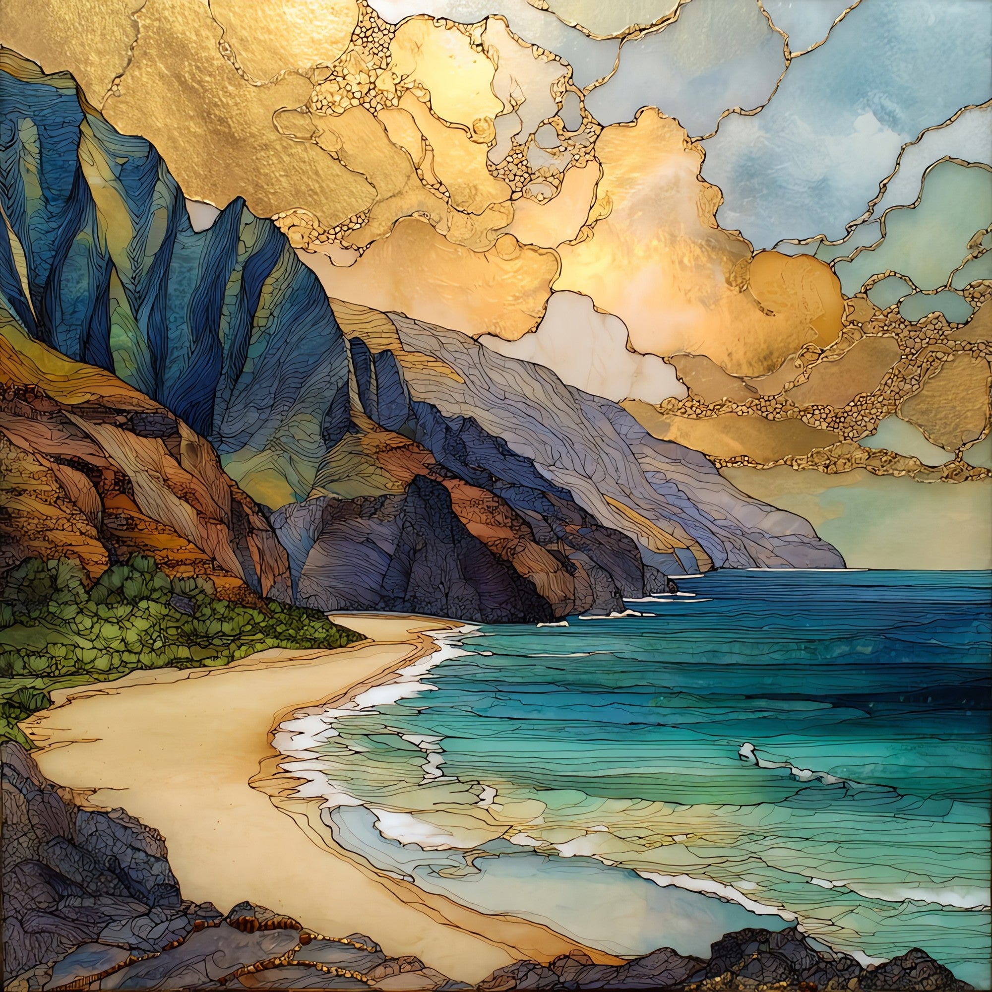 Kalalau Beach Kauai Ceramic Art Tile — ceramic art tile