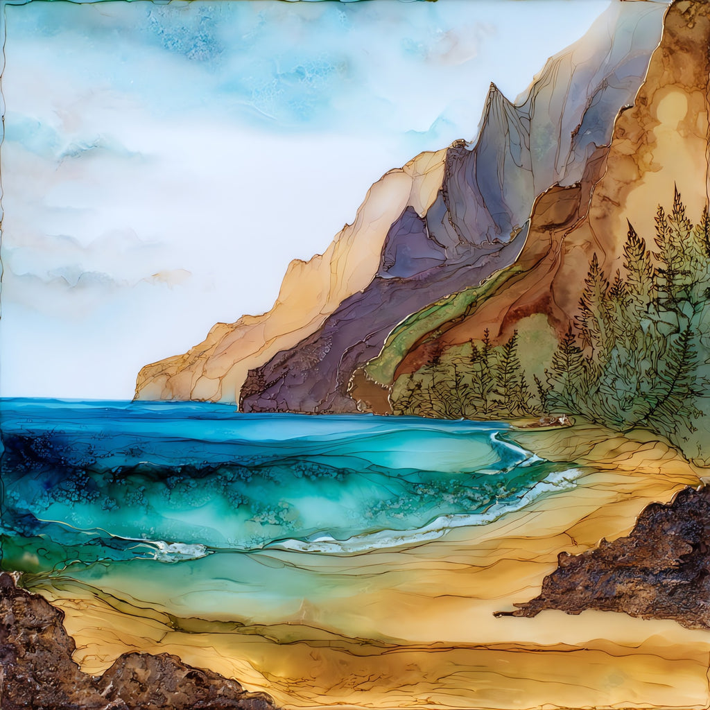 Hanakapiai Beach Kauai Ceramic Art Tile — ceramic art tile