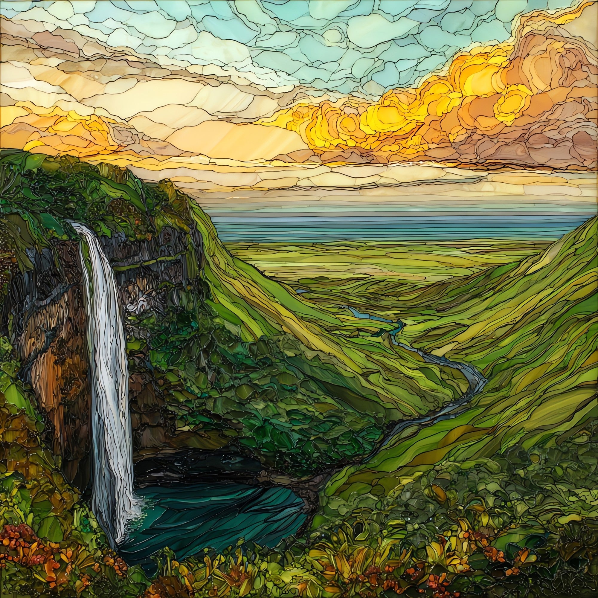 Opaekaa Falls Kauai Ceramic Art Tile — ceramic art tile