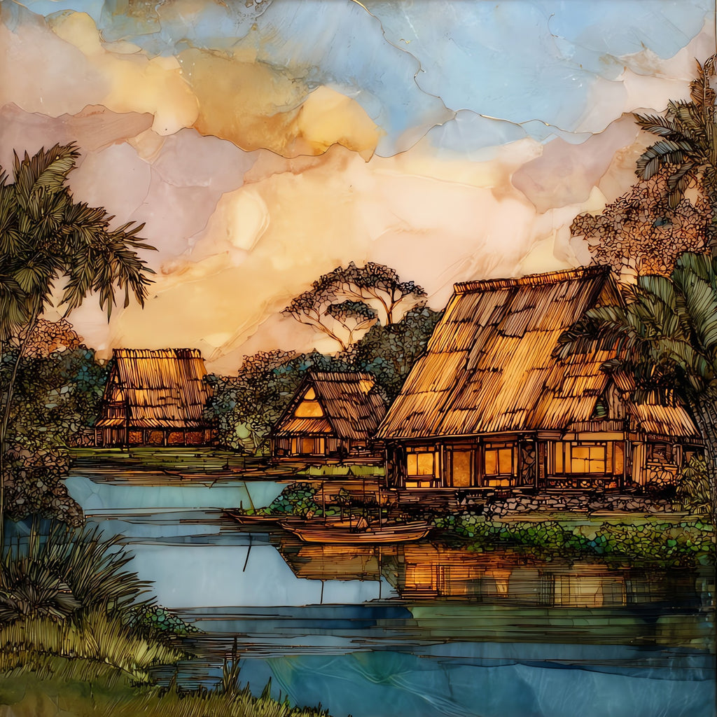 Kamokila Village Kauai Ceramic Art Tile — ceramic art tile