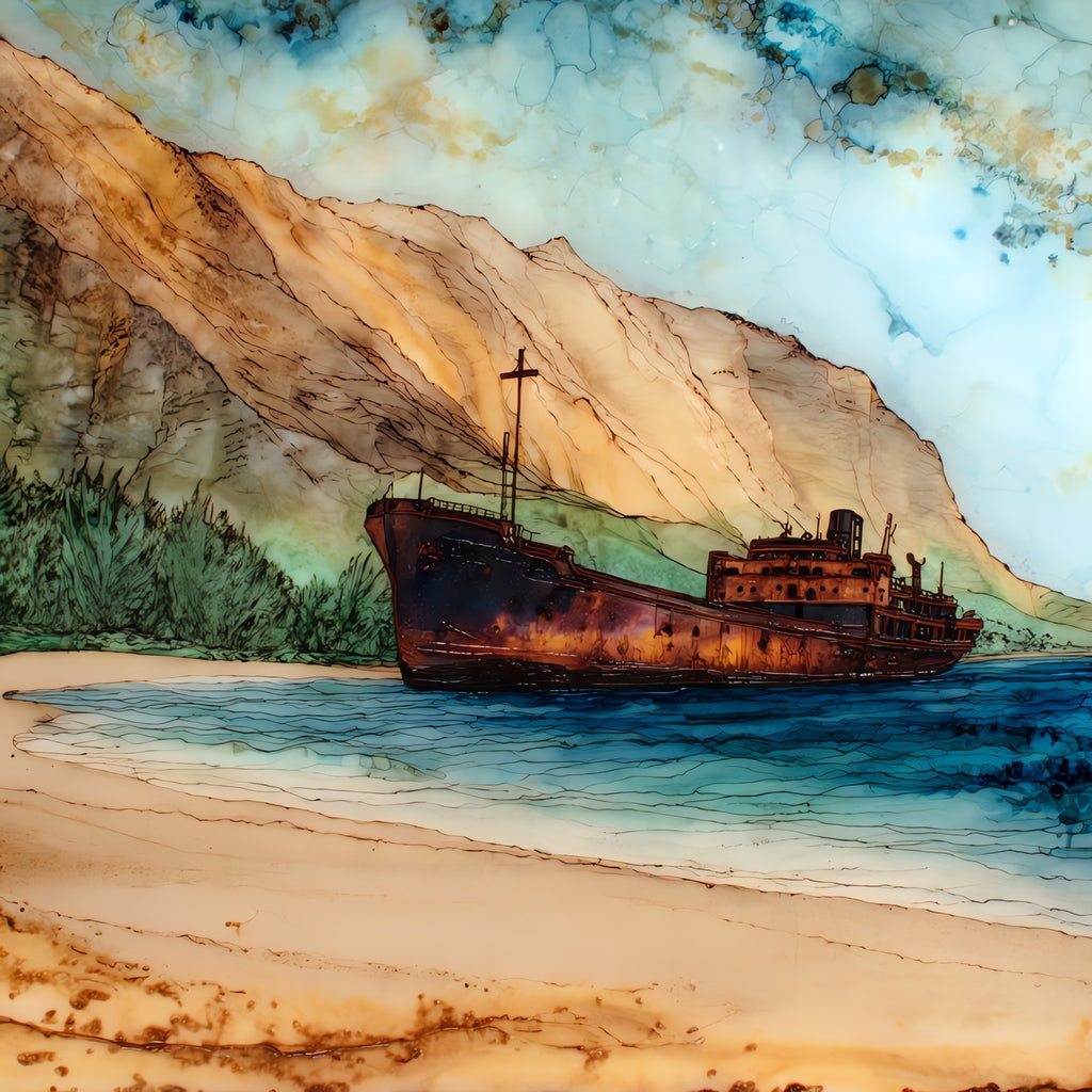 Shipwreck Beach Lanai Ceramic Art Tile — ceramic art tile