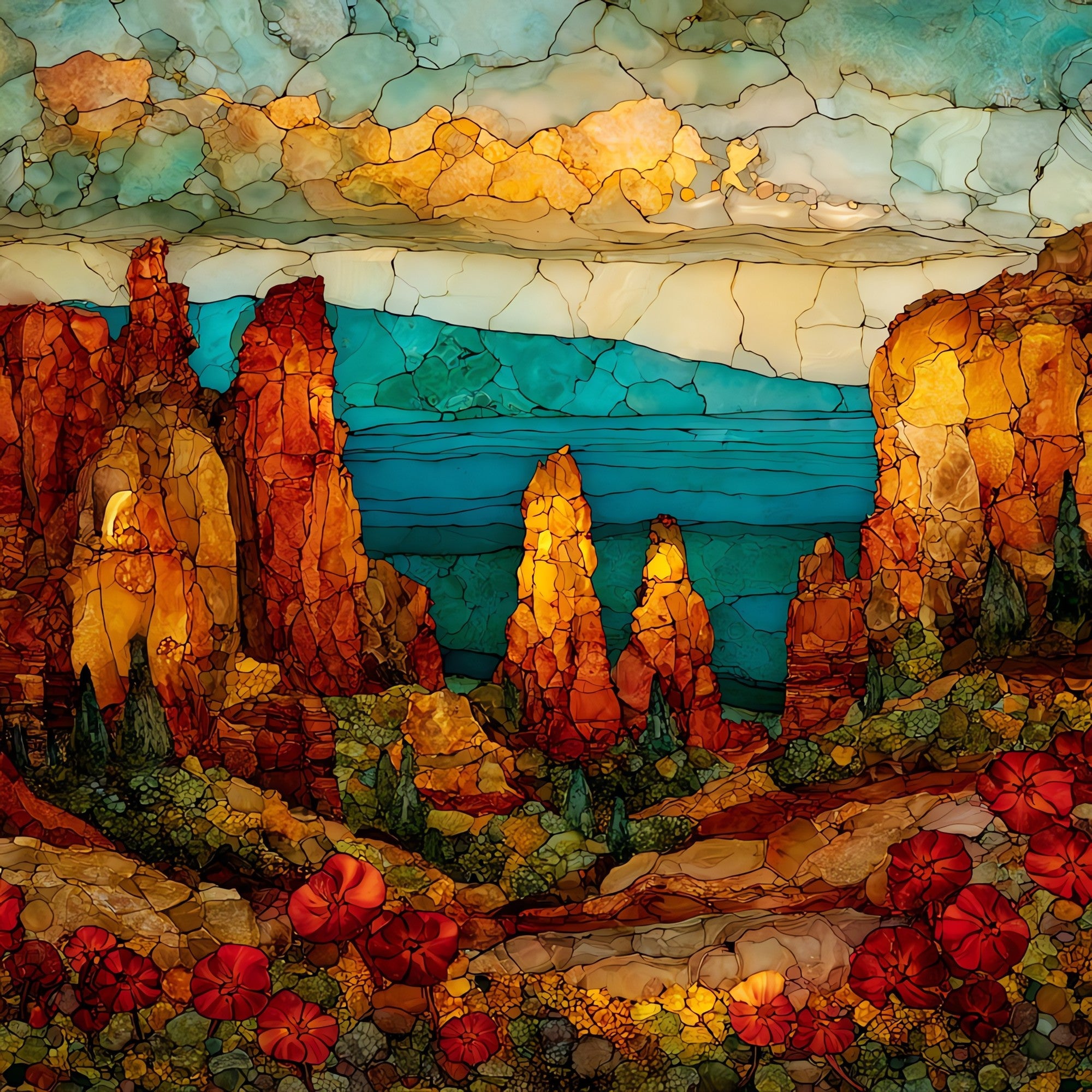 Garden of the Gods Lanai Ceramic Art Tile — ceramic art tile