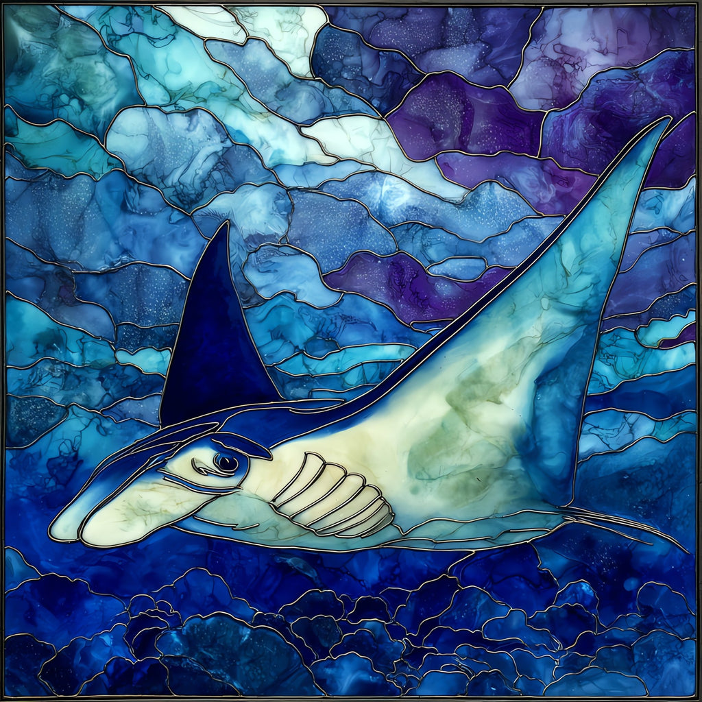 Manta Ray Kona Big Island Ceramic Art Tile — ceramic art tile