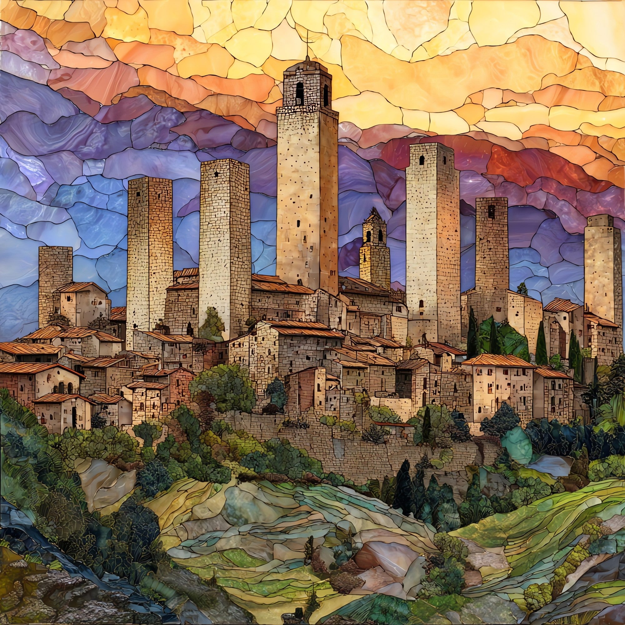San Gimignano — ceramic art tile