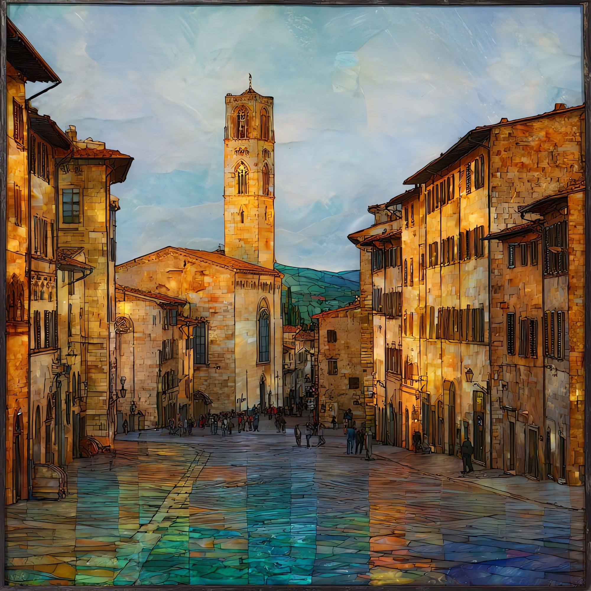 Piazza Grande Arezzo — ceramic art tile