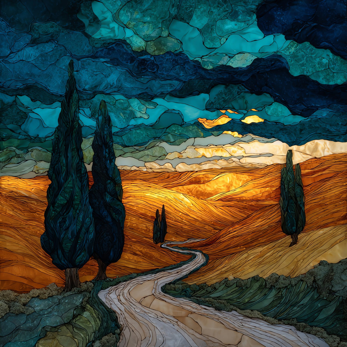 Val d'Orcia — ceramic art tile