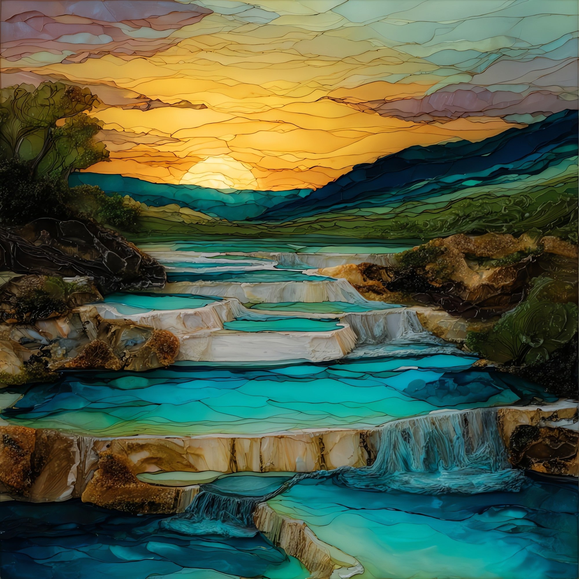 Saturnia Hot Springs — ceramic art tile