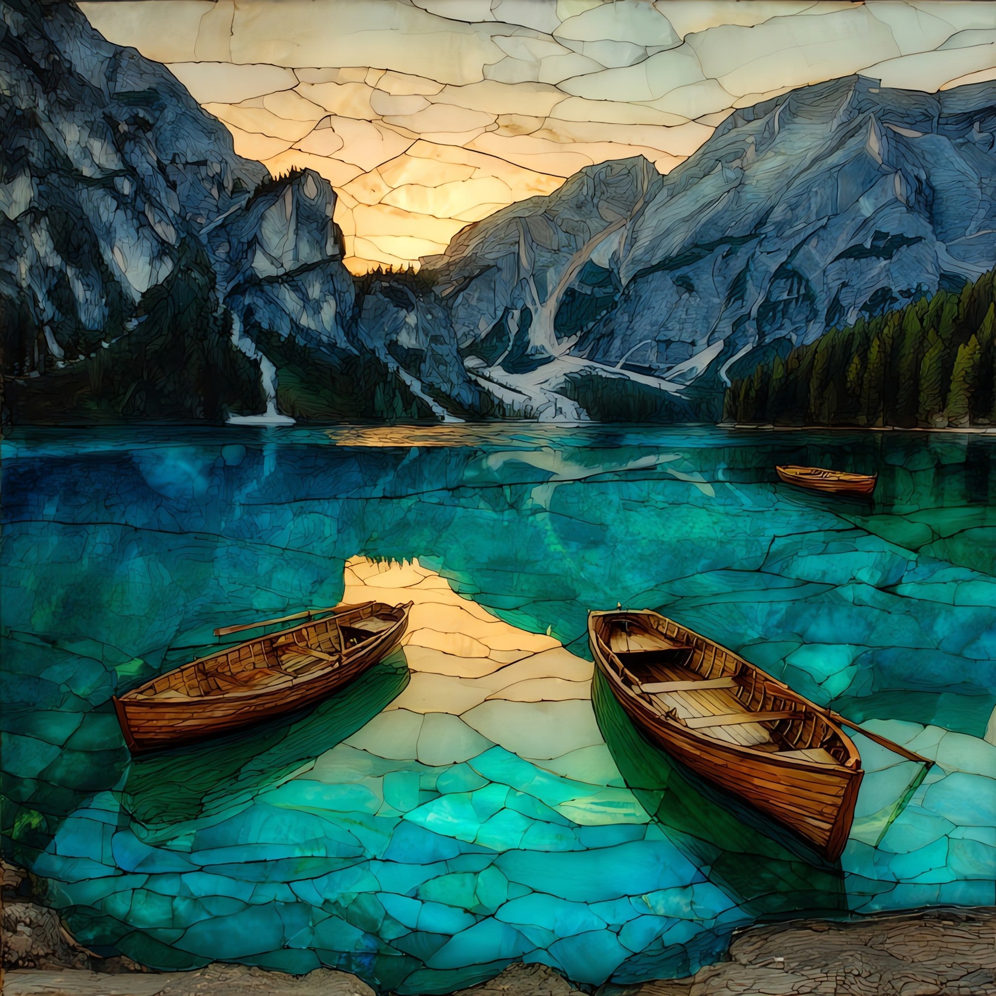 Lago di Braies — ceramic art tile
