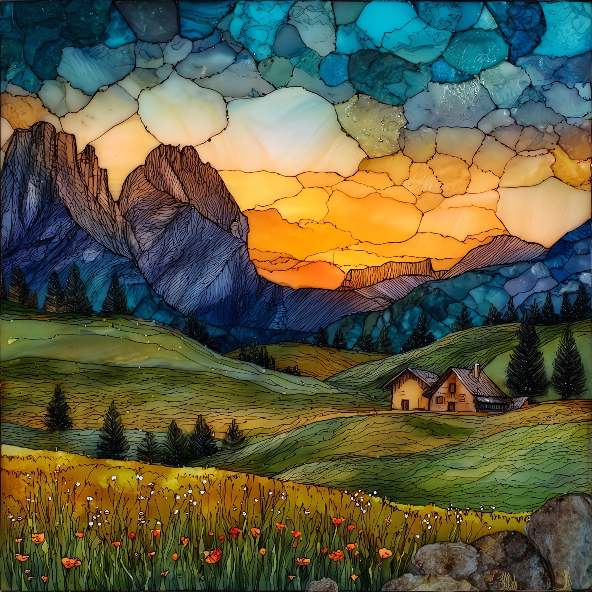 Alpe di Siusi — ceramic art tile