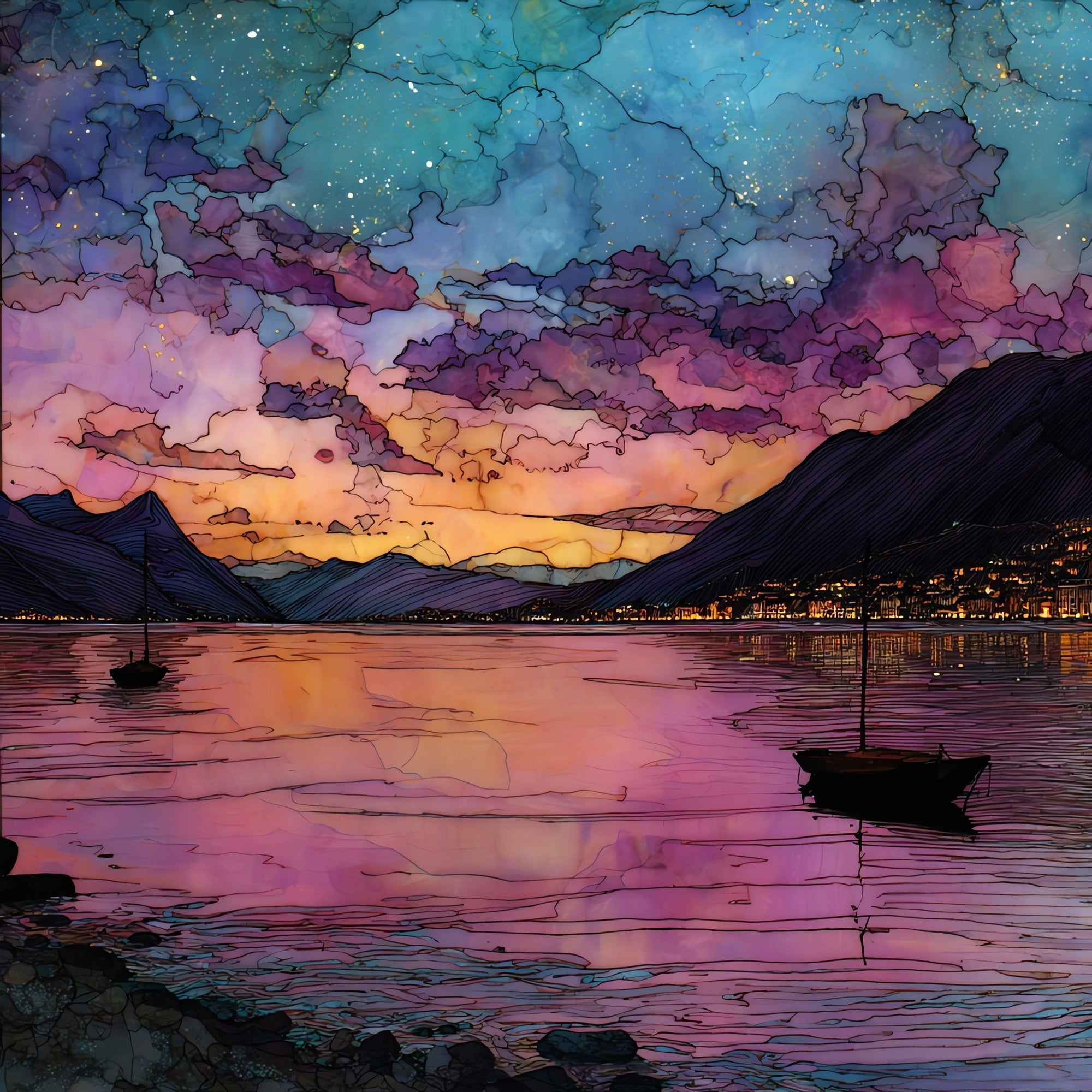 Lake Lugano — ceramic art tile