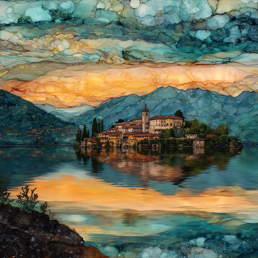 Lake Orta — ceramic art tile