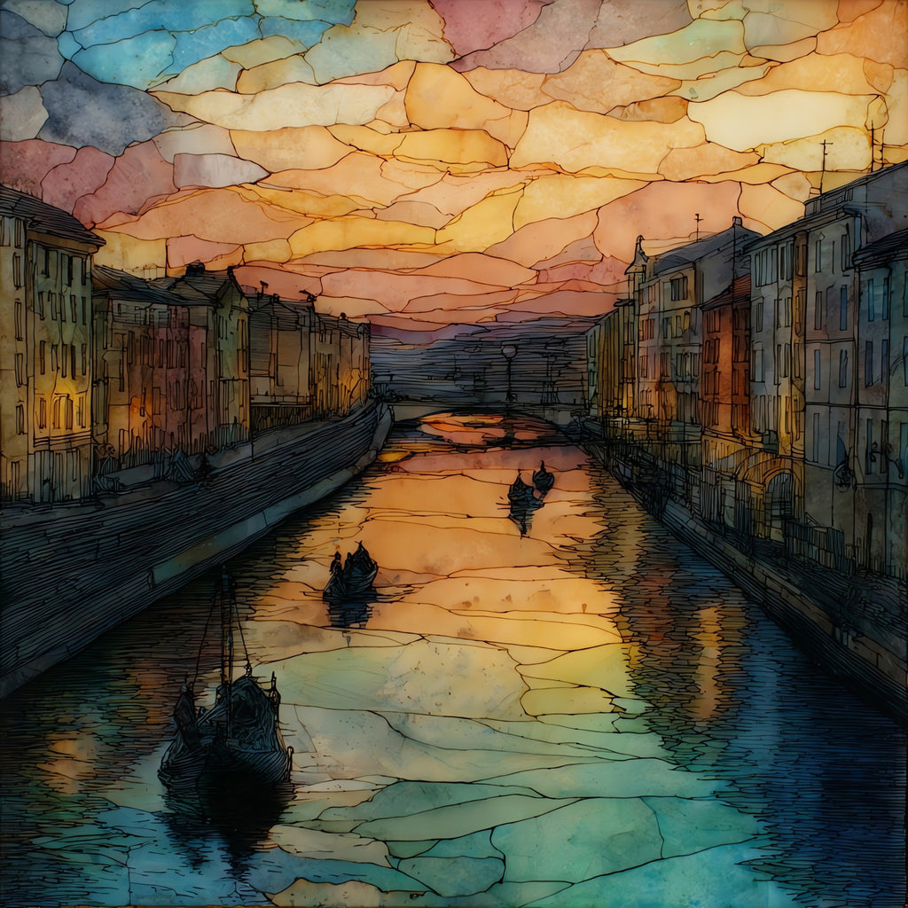 Milan Navigli Canals — ceramic art tile