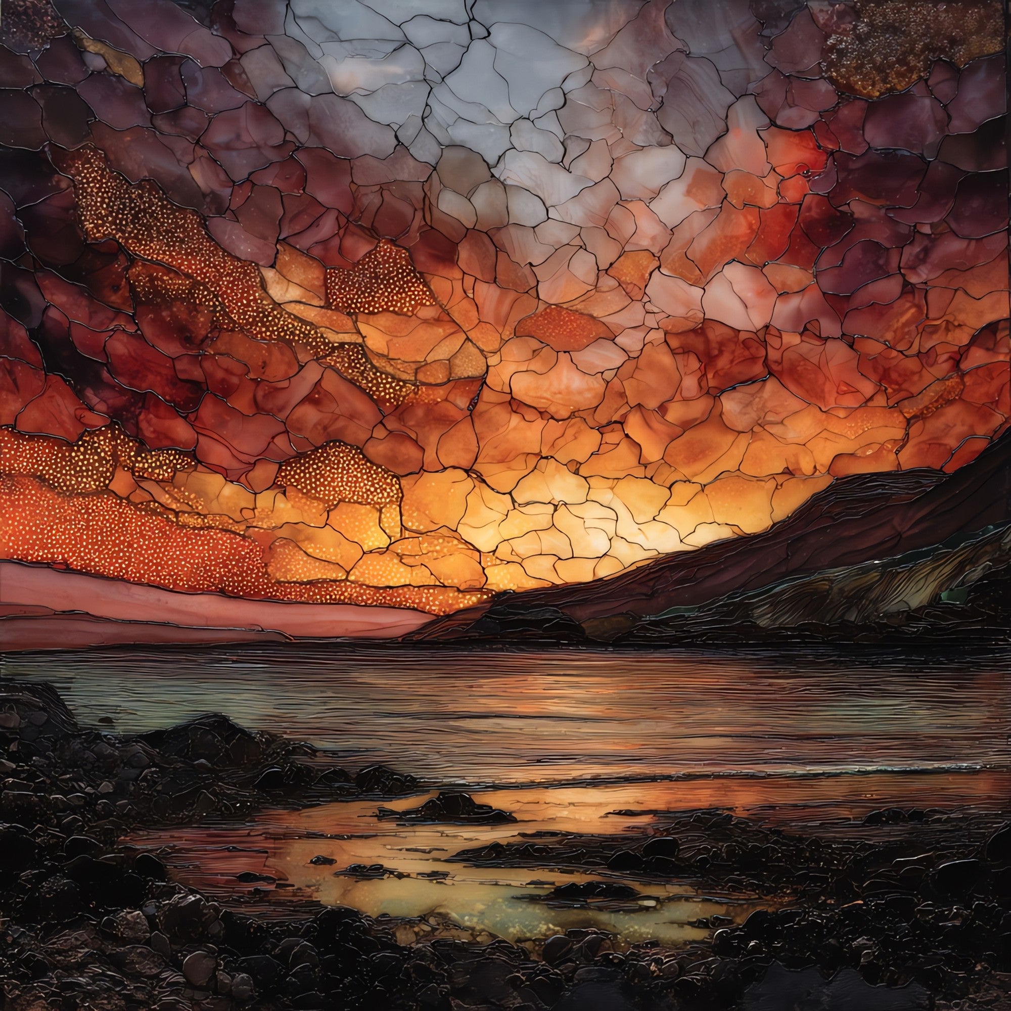 Mount Vesuvius — ceramic art tile